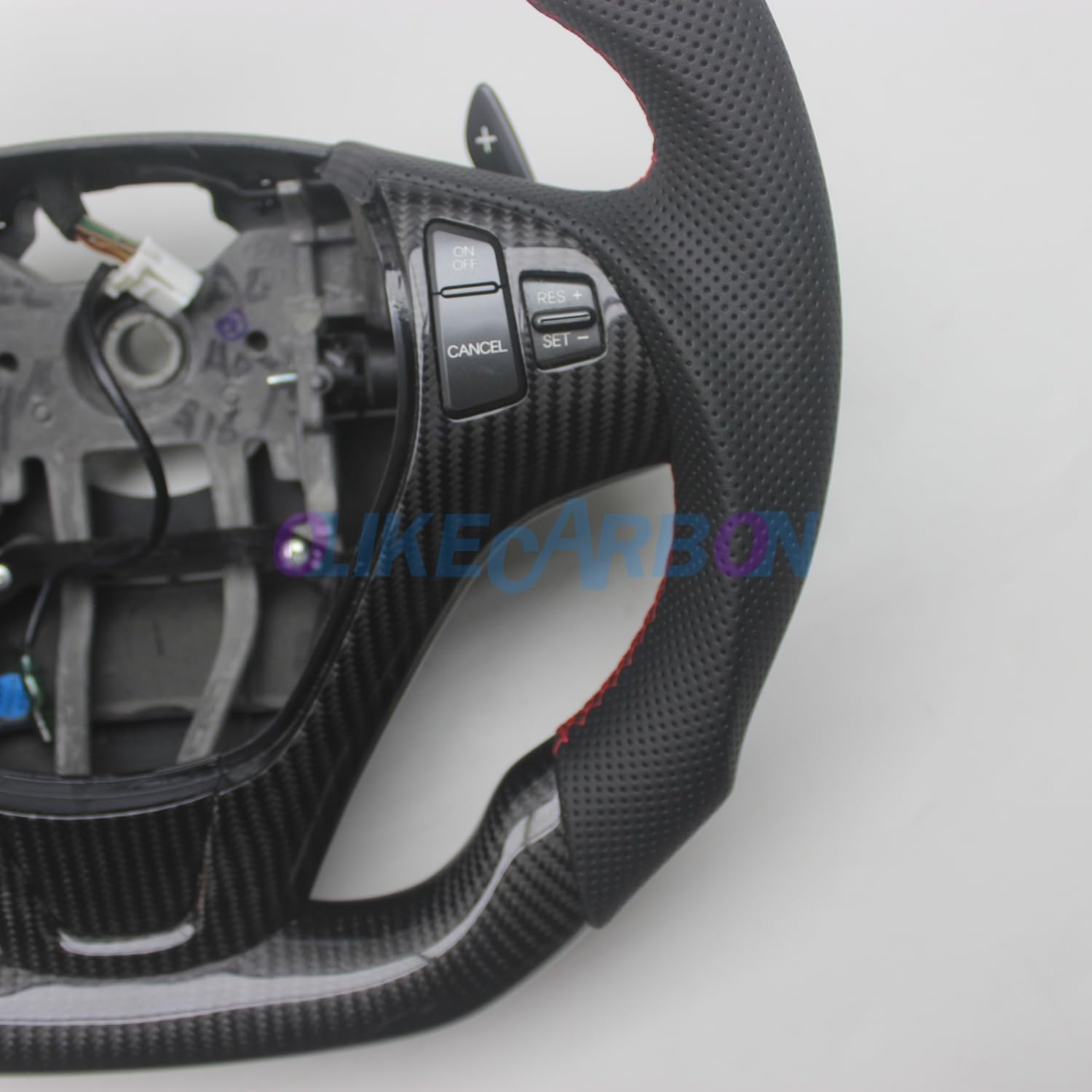 Replacement D Shape Leather Real Carbon Fiber Steering Wheel Compatible With Hyundai Genesis Coupe 2010-2016 (With Buttons Paddles)