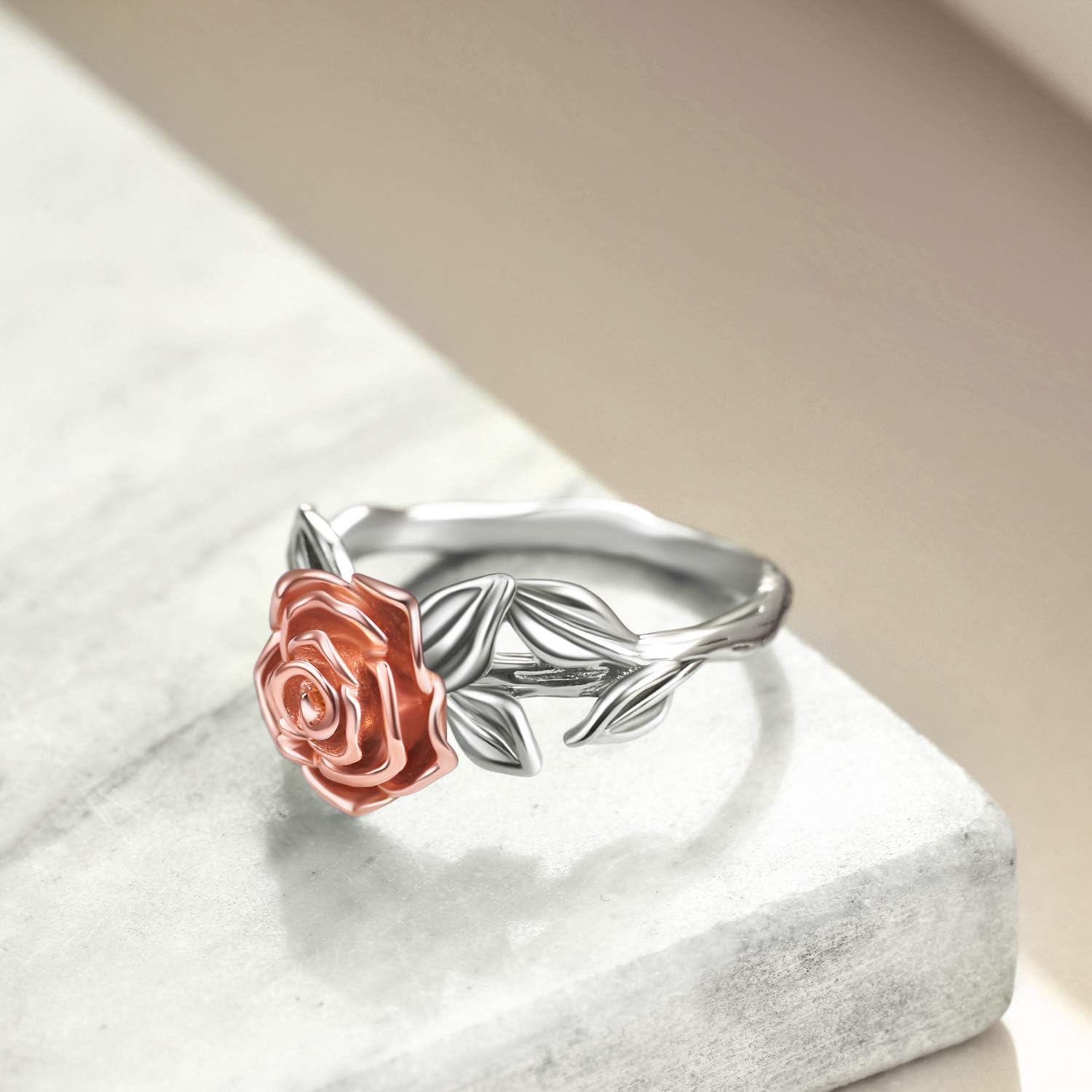 TOUPOP Anello di promessa in argento Sterling 925 con rosa, regalo di Natale, per donne, amiche, compleanni, regali di Natale