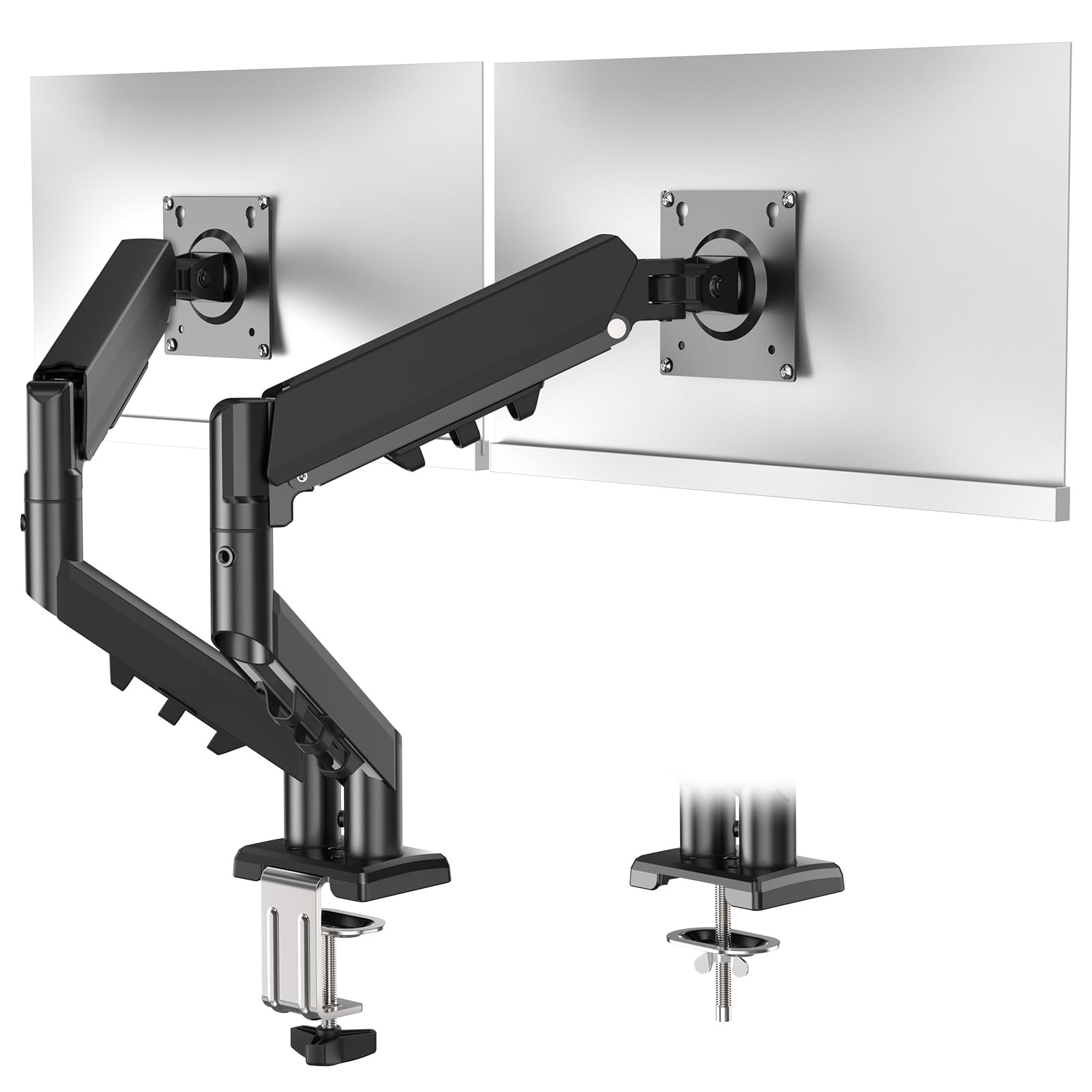 MOUNTUP Monitor Halterung 2 Monitore für 13 bis 32 Zoll Bildschirme, Dual Arm Monitorhalterung Höhenverstellbar Hält 2-9 kg, Neigbar Schwenkbar Drehungbar, VESA 75 /100mm, EU8014B