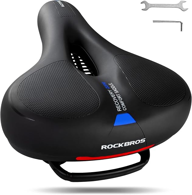 ROCKBROS Siodełko Rowerowe, Oddychające, Wodoodporne, Antypoślizgowe, Miękkie, Lekkie, Wygiodne, Uniwersalne, Ergonomiczna Instrukcja, z Pamięcią Kształtu, z Odblaskowymi Paskimi, dla Mężczyzn i Kobiet,