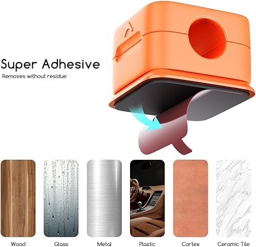 Miniatura 5 de Soporte organizador de cables magnéticos, paquete de 6 clips de cable de escritorio, soporte de cable de carga para ocultar el teléfono, soporte de