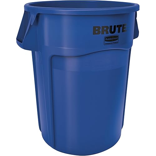 Rubbermaid Commercial Products BRUTE Heavy-Duty Round Trash/Garbage Container, 44-Gallon, Blue, for Landscapers/Construction Sites/Restaurants/Back of House/Offices/Warehouses/Commercial Environments