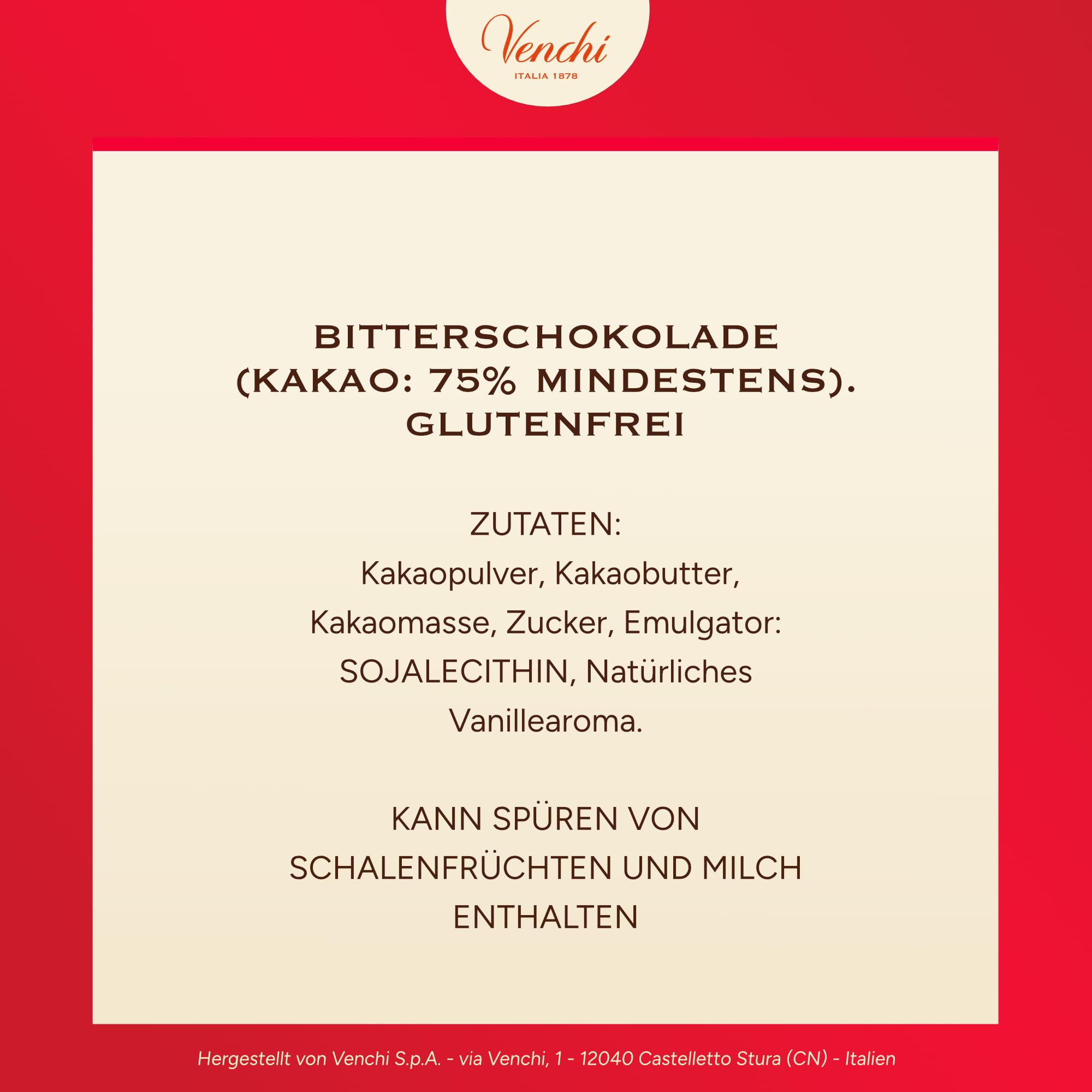Venchi - Herzförmige Pralinen, Extra Zartbitter, 1 Kg, Vegan, Glutenfrei, Ohne Farb- und Konservierungsstoffe, Geschenkidee zum Muttertag