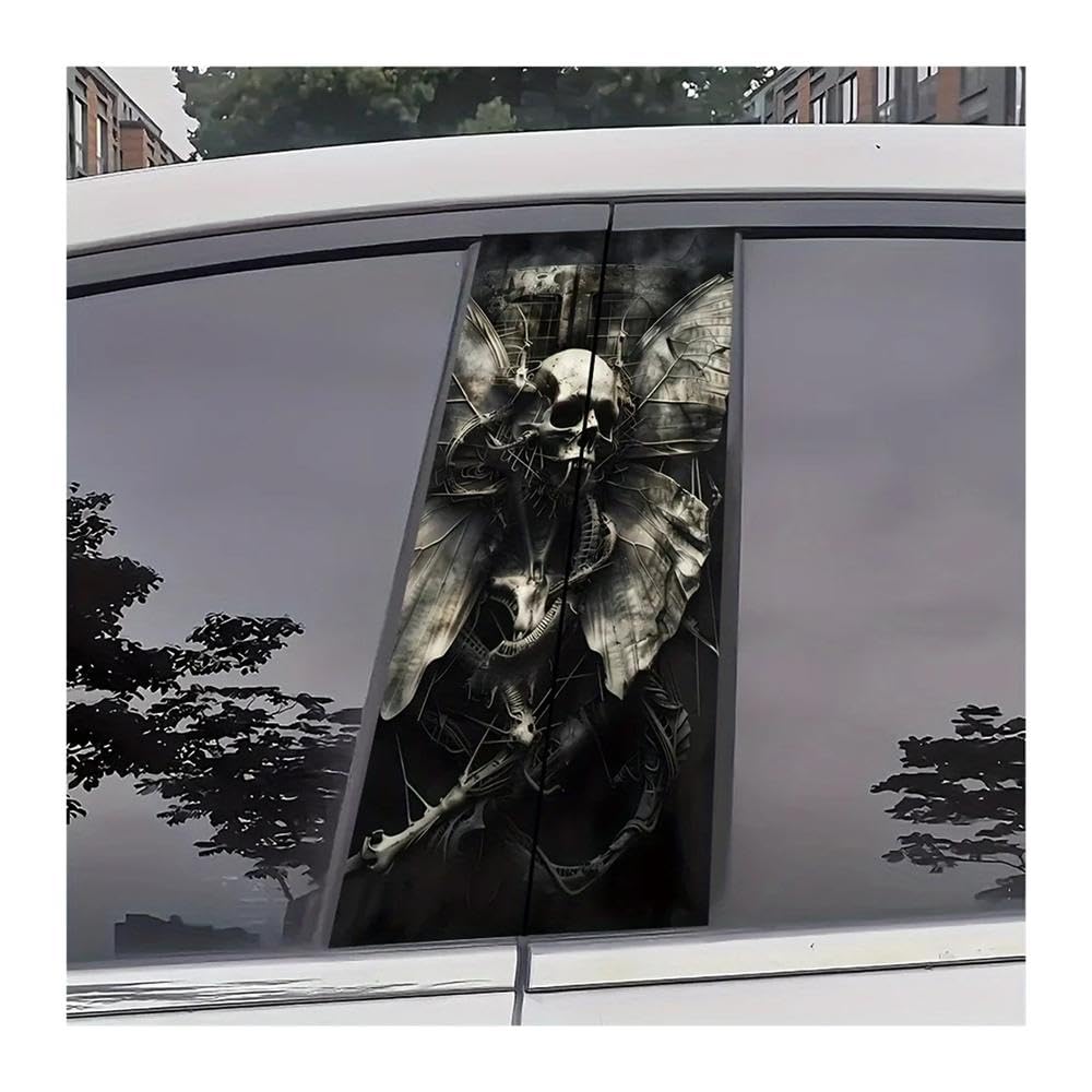 Bertdcx One Color 2 Piece Skull Fantasy Car Post Sticker For All Models Auto Parts