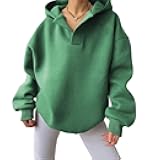 Womens Hoodies Pullover Long Sleeve V Neck Sweatshirt Women Drop Shoulder Solid Color Women's Hoodie Casual Tops
