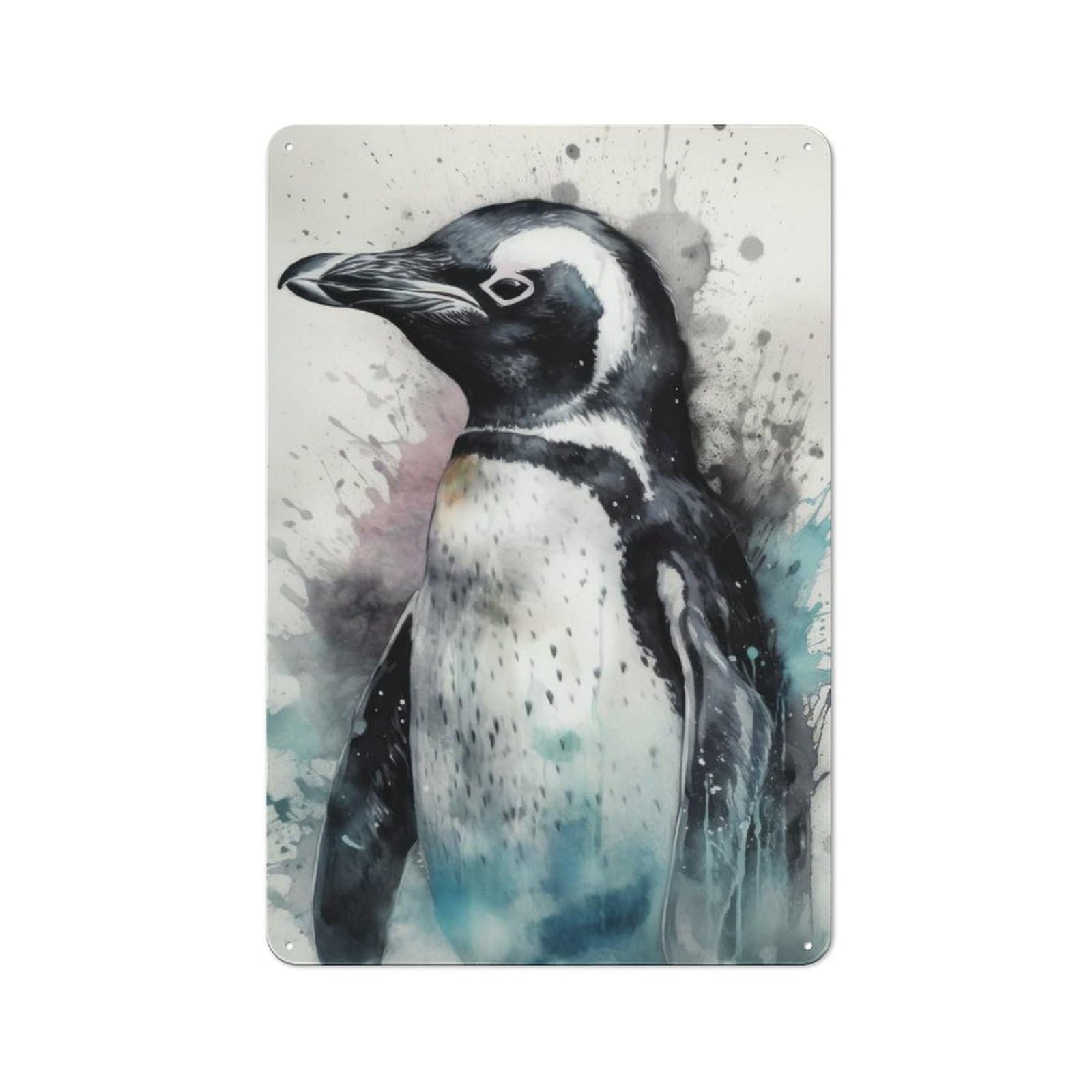 Junmoney Penguin Beauty Black Ink Metal Plaque 30X20cm With For Garage Wall, Vintage Decor, Autumn Home Decor For Collectors Of Metal Signs
