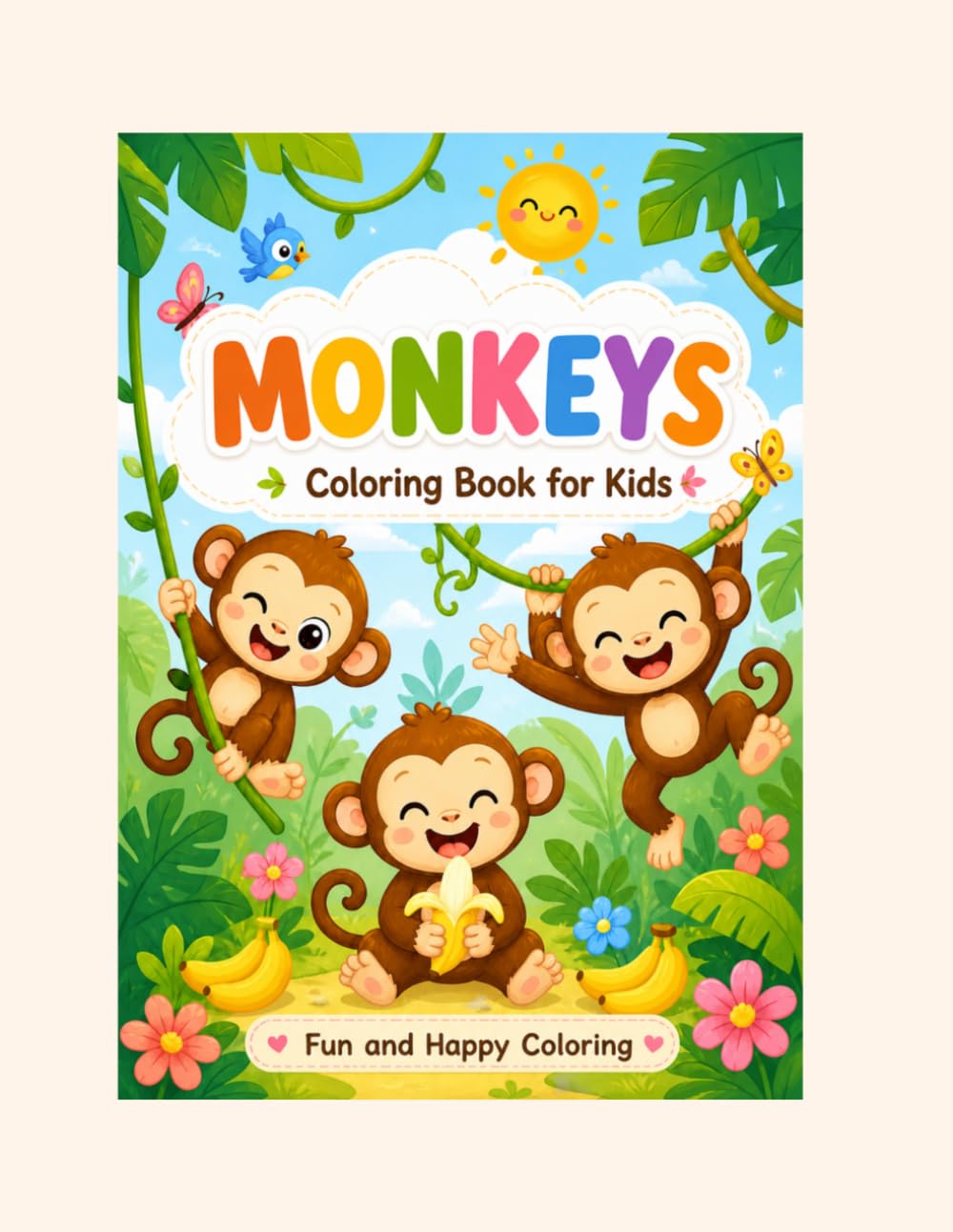 Monkey Coloring Book for Kid: Happy Monkeys Coloring Book for Kid