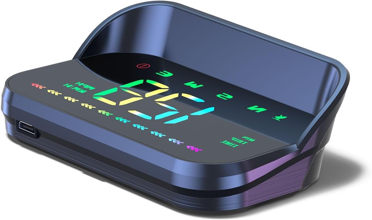 Car Head-Up Display HUD Digital Speedometer GPS Speedometer Universal KMH and MPH with Compass Speeding Warning Multi-functional display USB interface Plug & Play for all vehicles (M23)