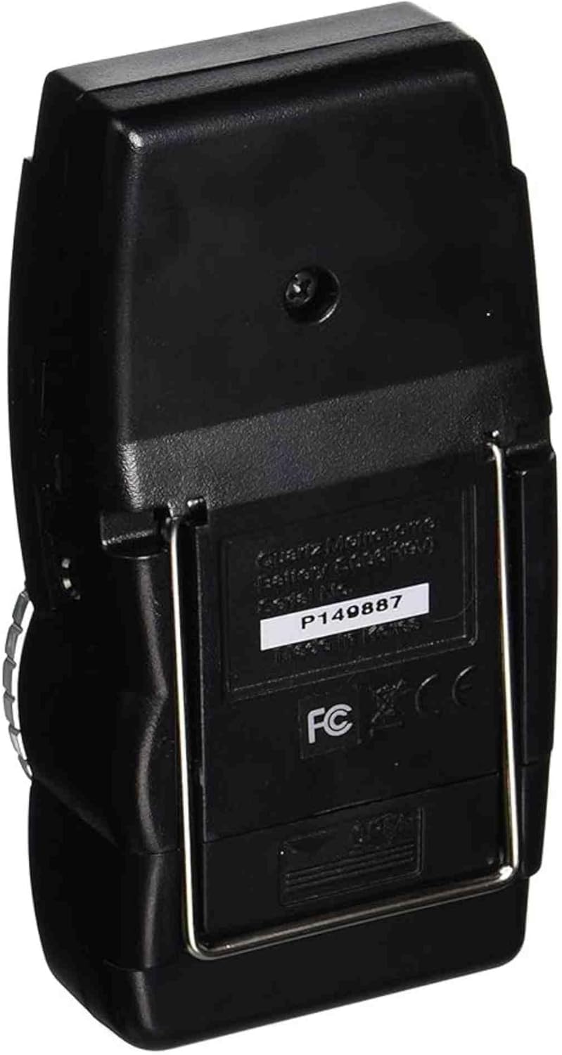 Back of Matrix MR600 Tuner Metronome showing battery compartment