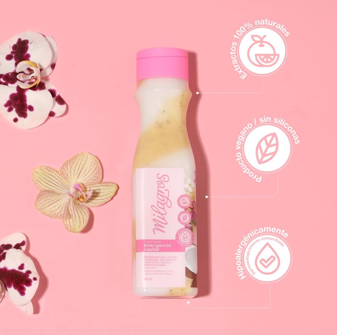 Milagros Emergencia Capilar Tratamiento Original Colombian Hair Care Products for Natural Growth, Strengthening, and Repair, 100% Natural, Pink - Image 3