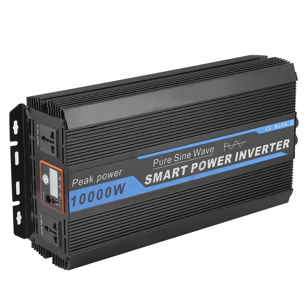 Dilwe Car Inverter 10000W Pure Sine Wave Power Converter 12V to with Digital Display for Camping Road Trips Emergency Power