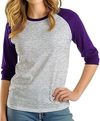 Heather Grey & Purple Womens Raglan