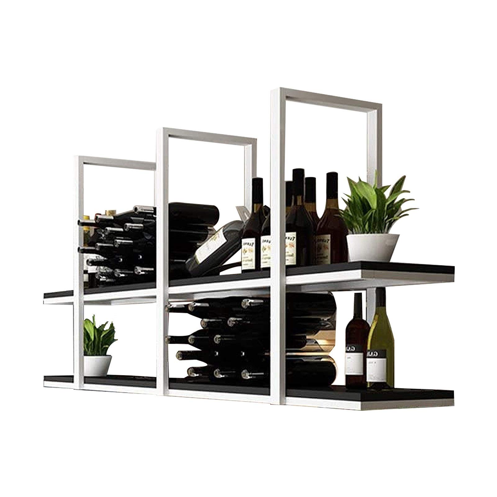 Étagère de plafond en fer stable avec double rangement suspendu pour verres et bouteilles
