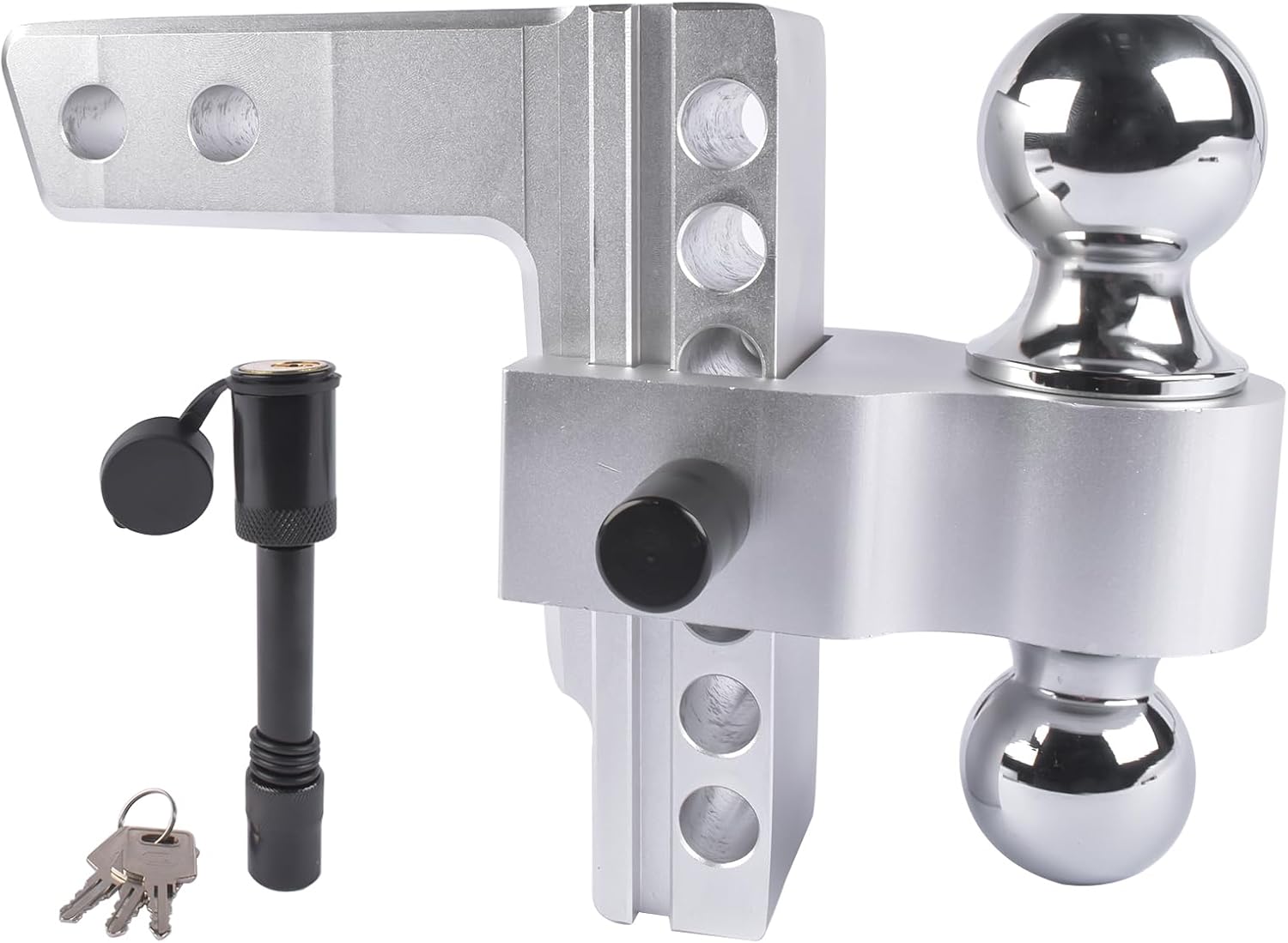 Aluminum Adjustable Trailer Hitch Fits 2" Receiver, 6" Drop/Rise Drop Hitch, 12500 LBS, Ball Mount, 2" and 2-5/16" Dual Towing Ball w/Double Locks Vahaha