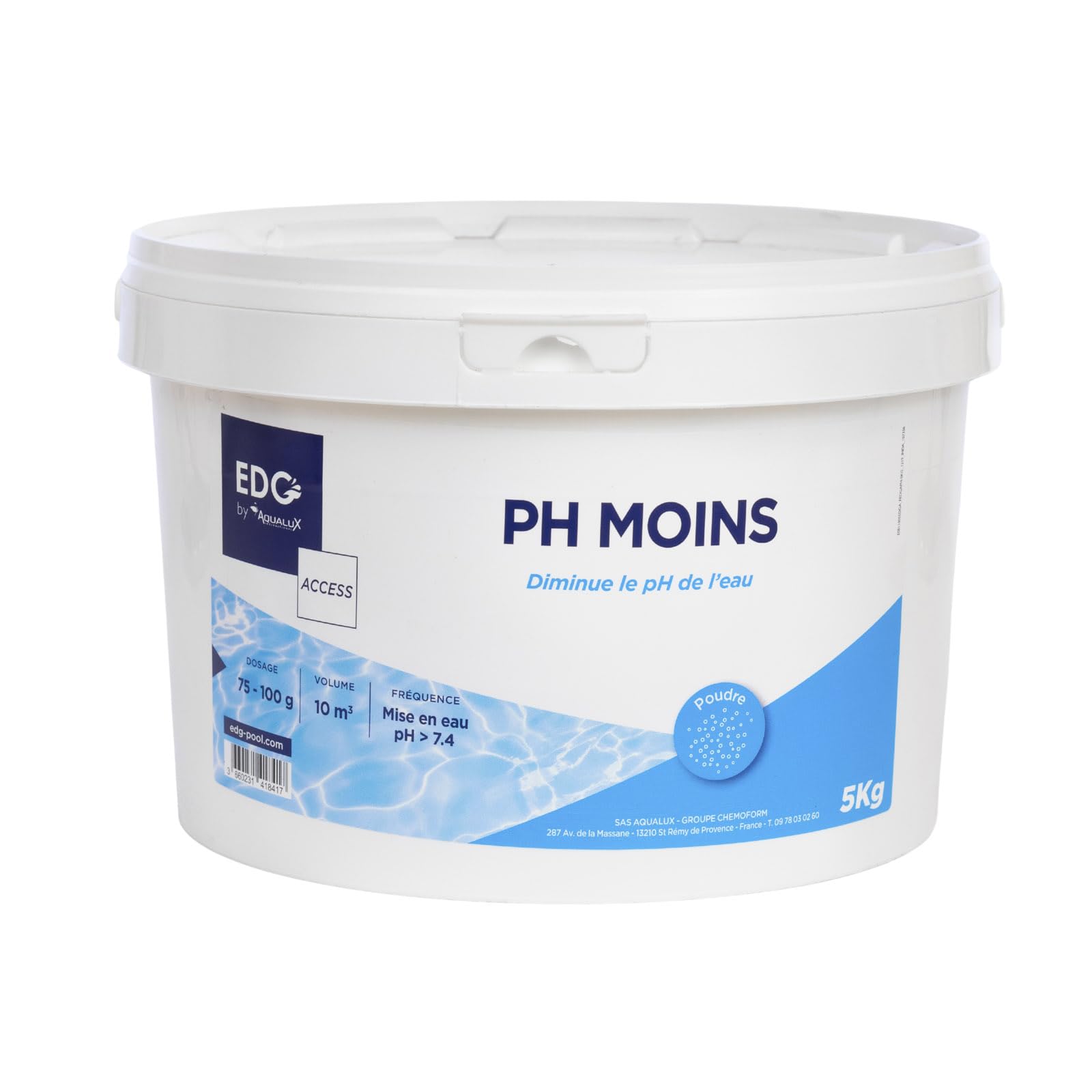 PH Moins Piscine - Correcteur pH Moins- Améliore Le Confort de Baignade et la Qualité de l'eau - Haute Concentration - Poudre - Seau 5kg - Gamme Access