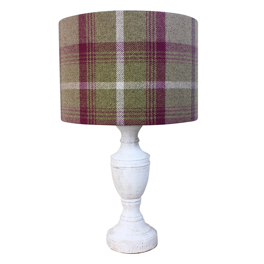 Heather Balmoral Tartan Check Drum Lampshade (30 cm Diameter x 21 cm High Table/Standard Lamp)
