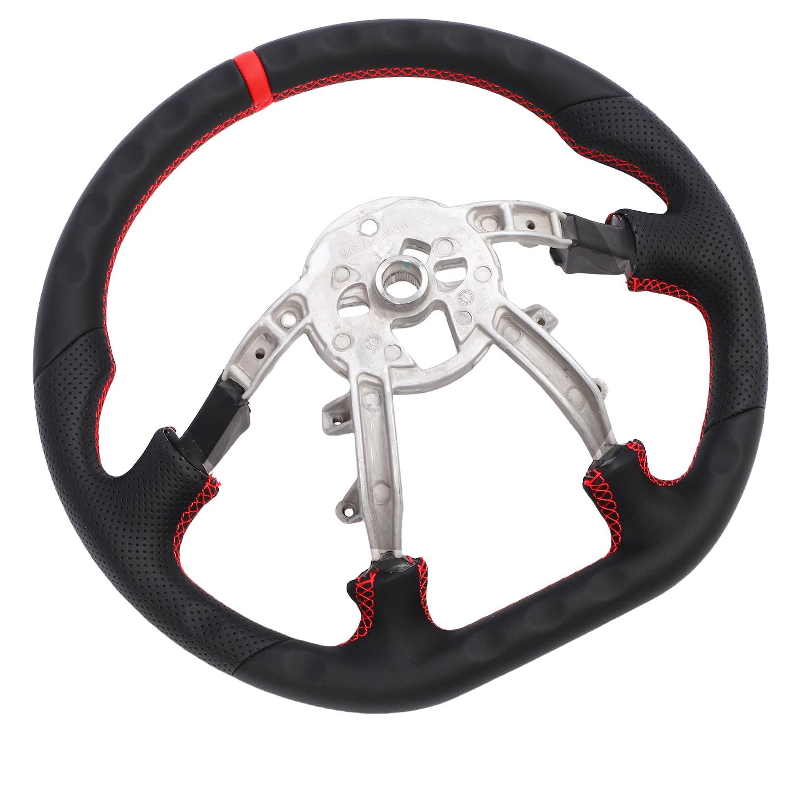 Volante da in Pelle Traforata con Prestazioni Migliorate per 1997-2004, Cuciture Rosse e Design a D con Fondo Piatto per gli Appassionati di Auto