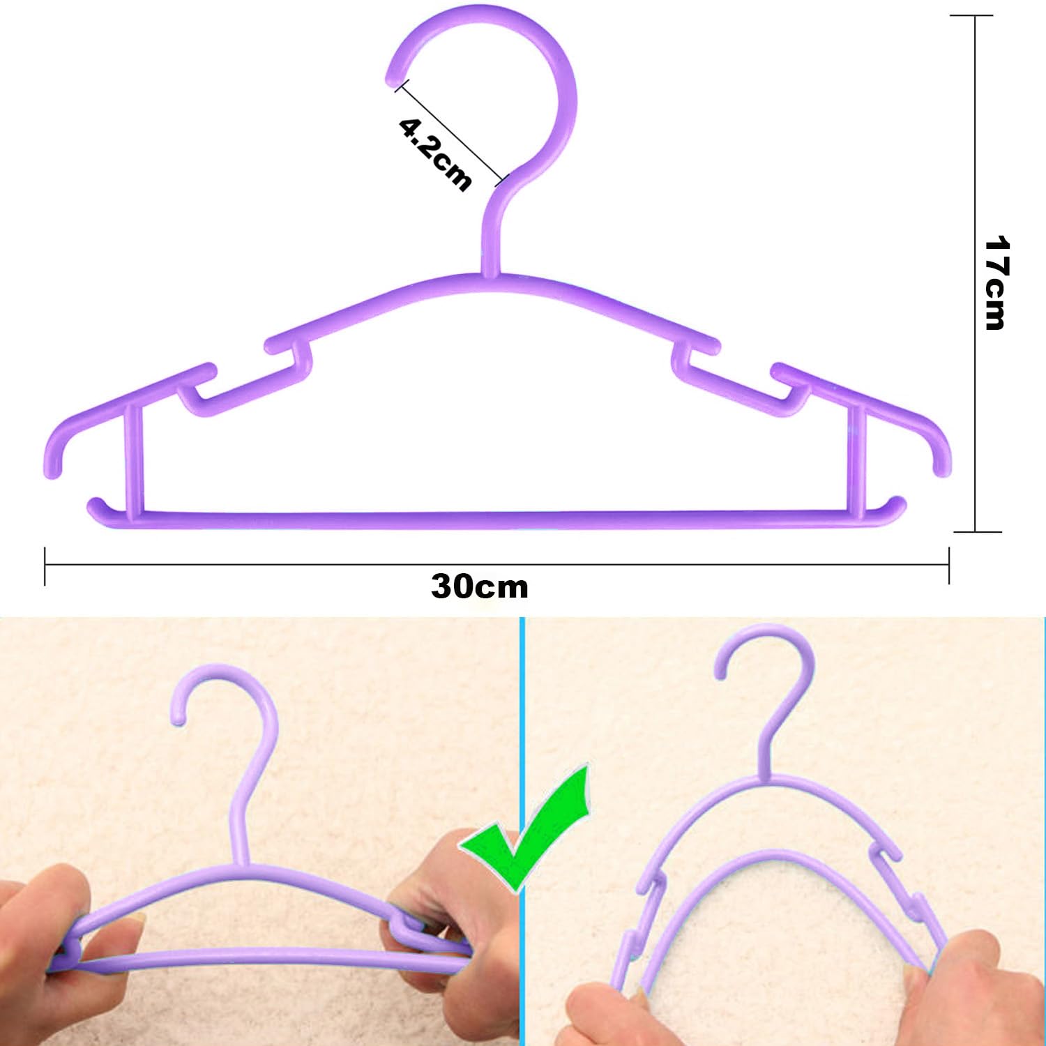 Lot De 40 Cintres Enfant Plastique Durable 30cm - Bleus - Parfaits Pour Bébé Et Tout-Petit