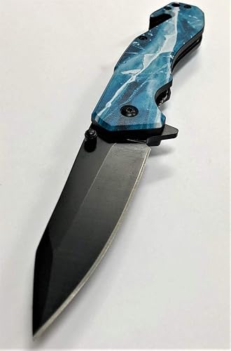 Miniatura 8 de Cuchillo de bolsillo táctico EDC de 8 pulgadas con gráficos impresos UV mango ABS con forro de acero.