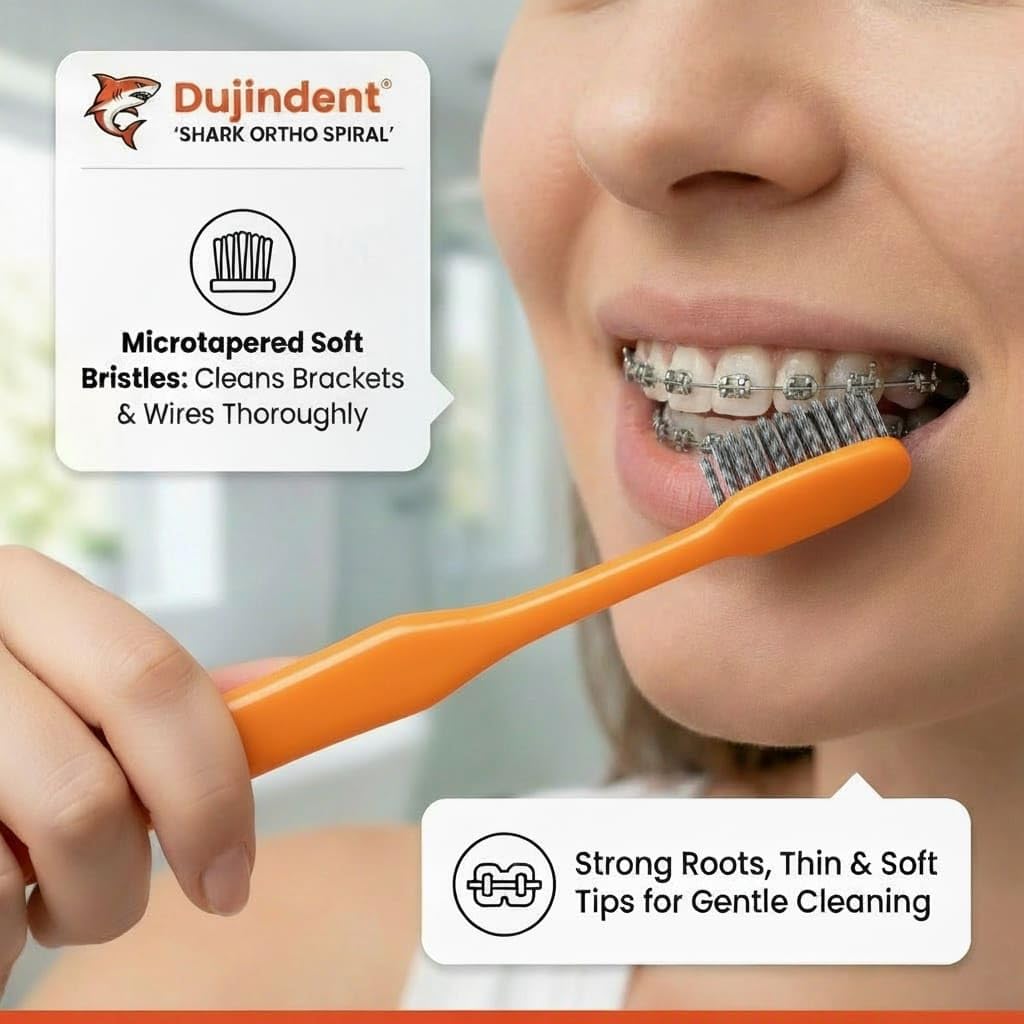 Cepillo de dientes de ortodoncia para aparatos ortopédicos [4 paquetes] [fabricado en Corea] Corte en V Dupont USA Bristles Braces cepillo de dientes para soportes y limpieza de cables
