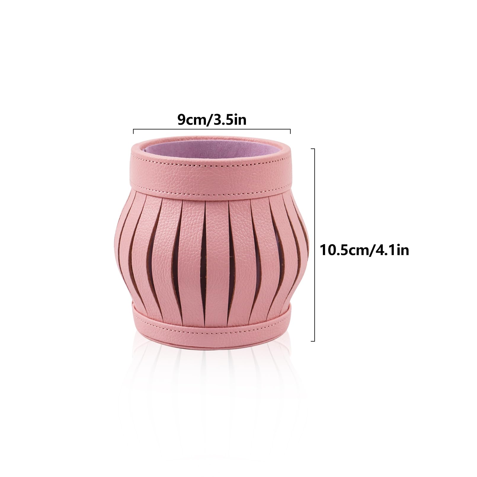 Nwvuop Makeup Brush Holder PU Leather Cosmetic Storage Organiser, Make Up Brush Organiser for Vanity Pen Pencil Holder(Pink) - Image 2