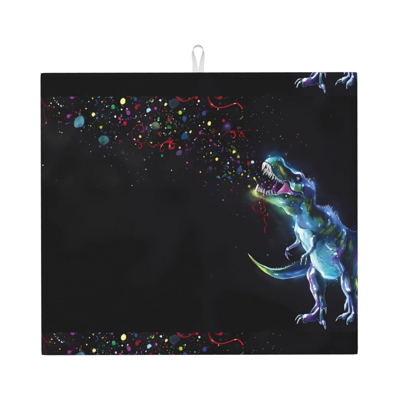 WHJSHOP Dinosaur Prints Kitchen Drying Mat - Absorbent Dish Drying Throw with Vibrant Prints, Quick-Dry Countertop Layer for Dishes & Glassware - Non-Slip