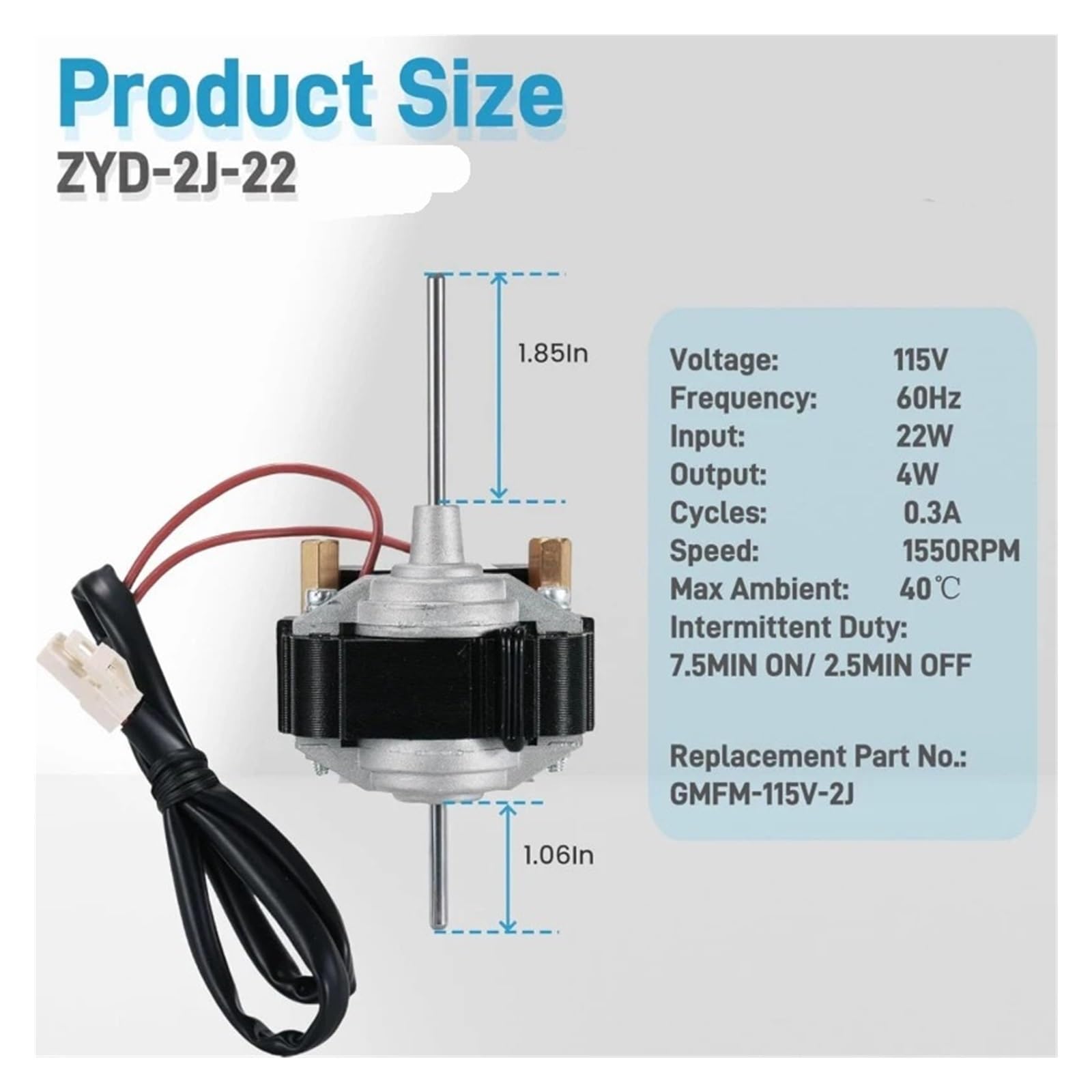 ZYD-2J-22 Motor De Ventilador De Refrigeración Para Refrigerador Ventilador De Congelador De Inducción De Polo Sombreado De 115 V, GMFM-115V-2J