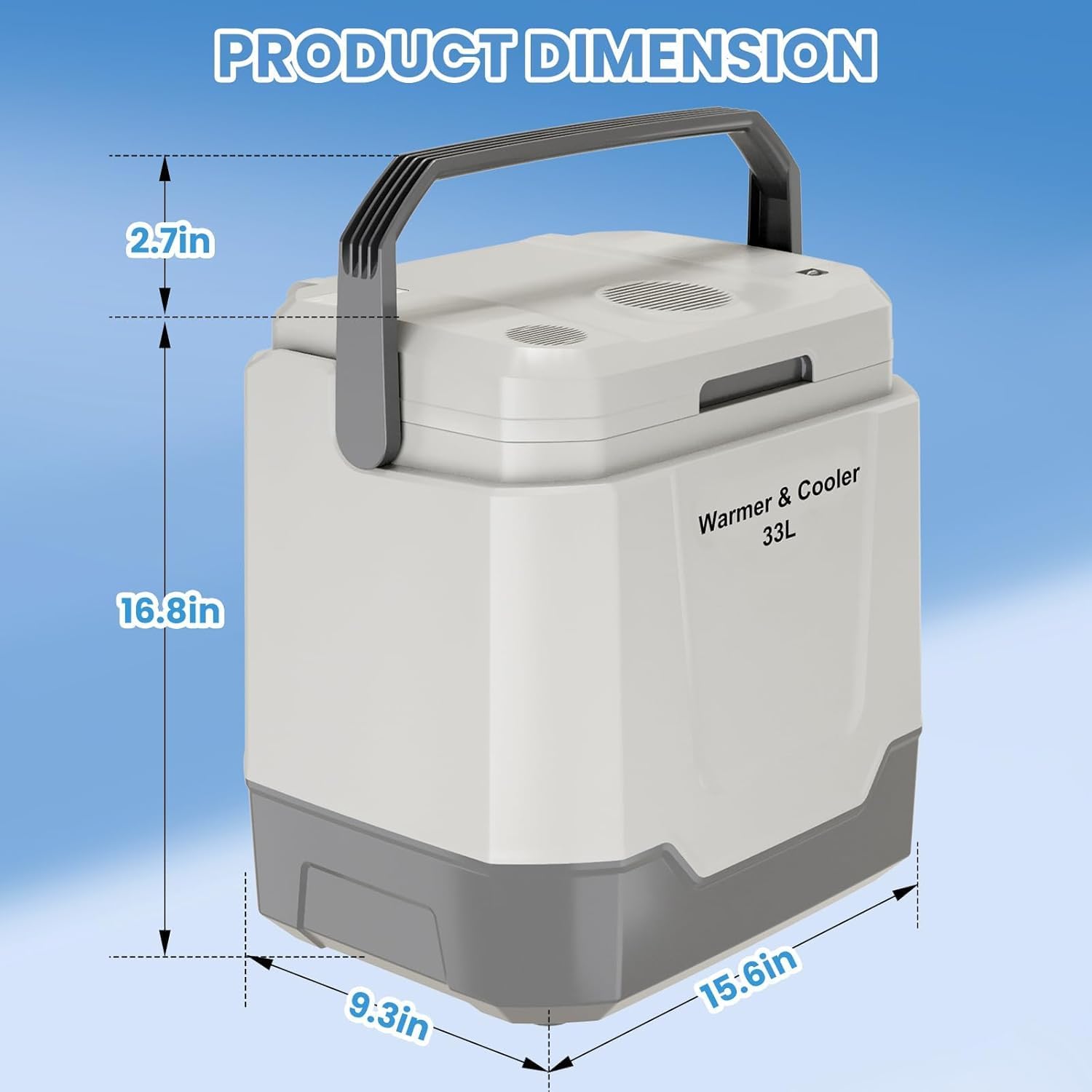 Electric Warmer and Cooler, 35 QT Portable Car Refrigerator, Electric Warmer for Car and Home, 12V Car & 110V AC Plug In Cooler, No Ice Needed, Portable Refrigerator for Travel & Office, Grey