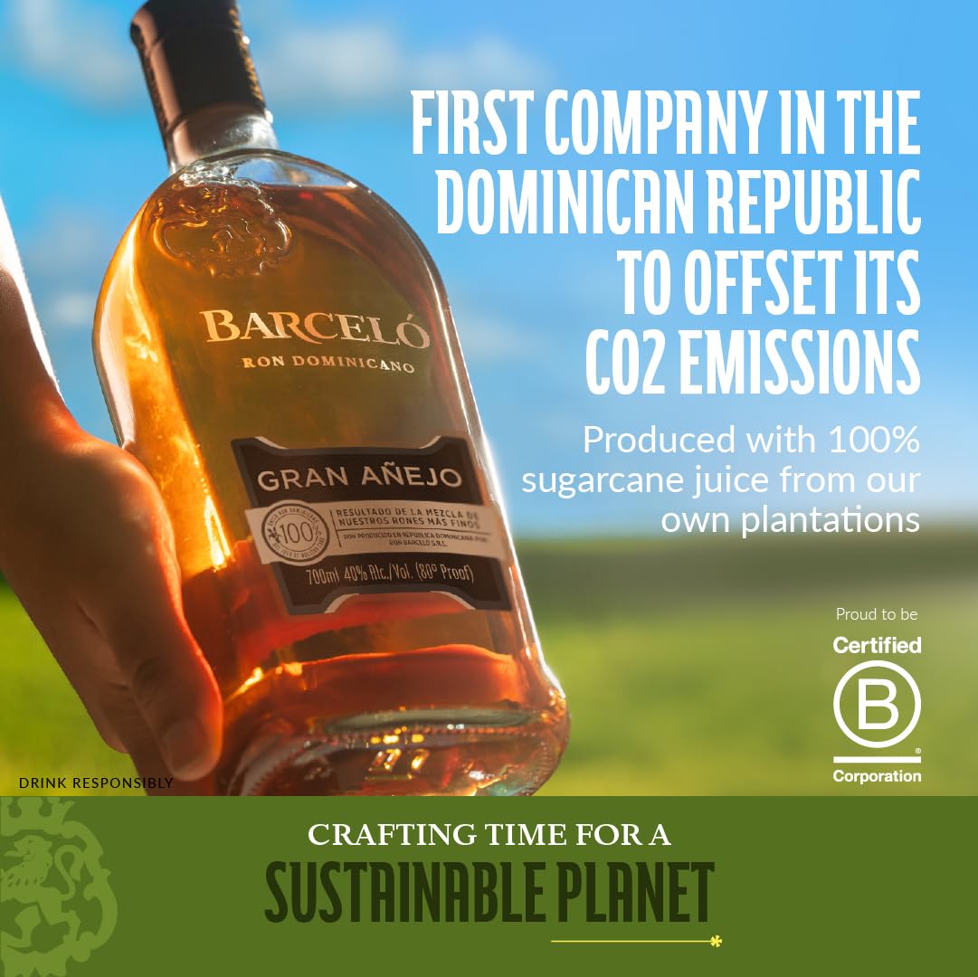 Ron Barceló Gran Añejo – Bottiglia da 700ml di Rum Ambrato, Invecchiato Fino a 6 Anni in Barrique di Rovere Ex Bourbon, Rum Dominicano da 100% Succo di Canna da Zucchero, Per Cocktail di Alto Livello