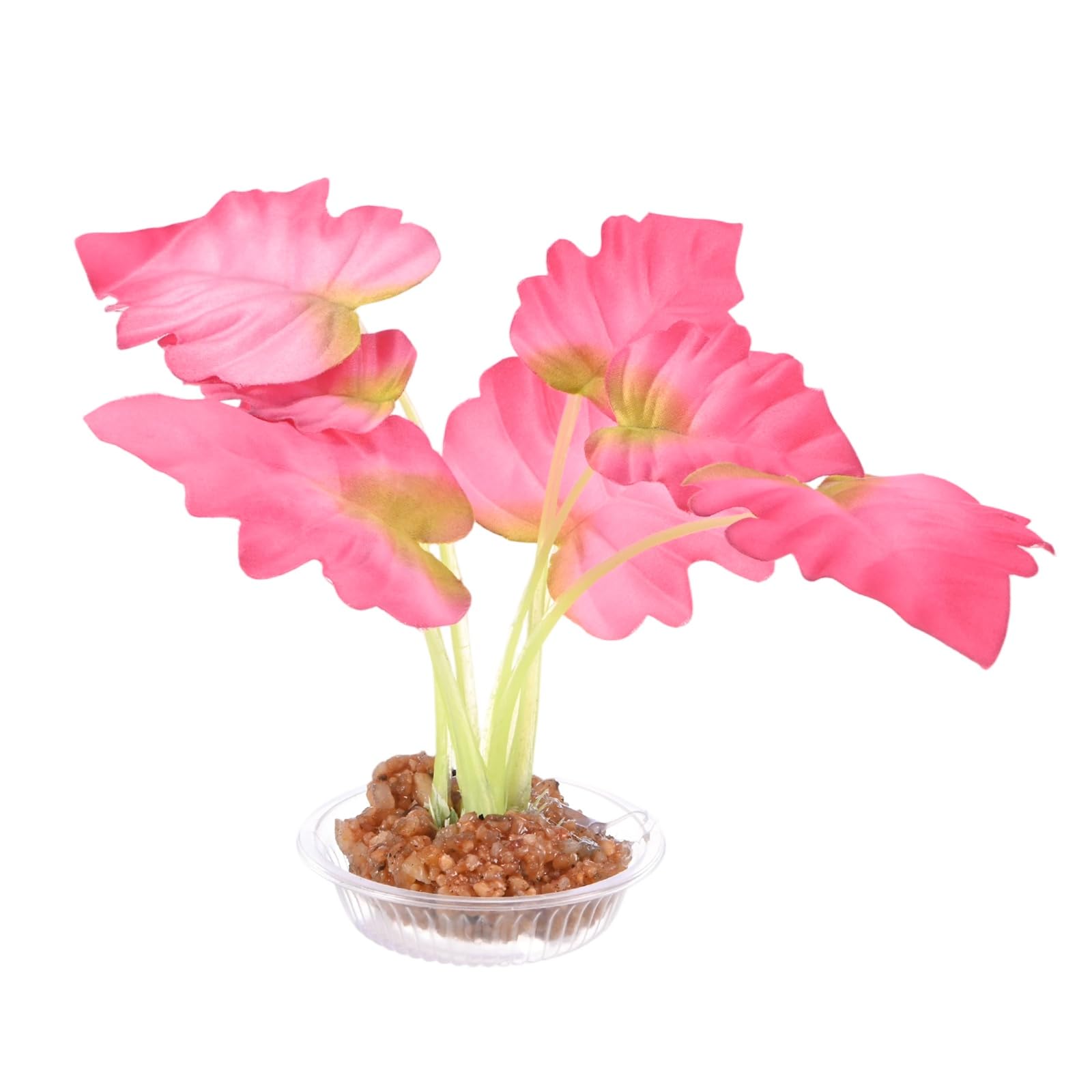 M METERXITY 1-Pack Aquarium Plant, Small Plastic Artificial Plant Water Grass Fish Hide Accessories for Aquarium Decoration/Fish Tank Decoration/Terrarium [Style 4, Pink]