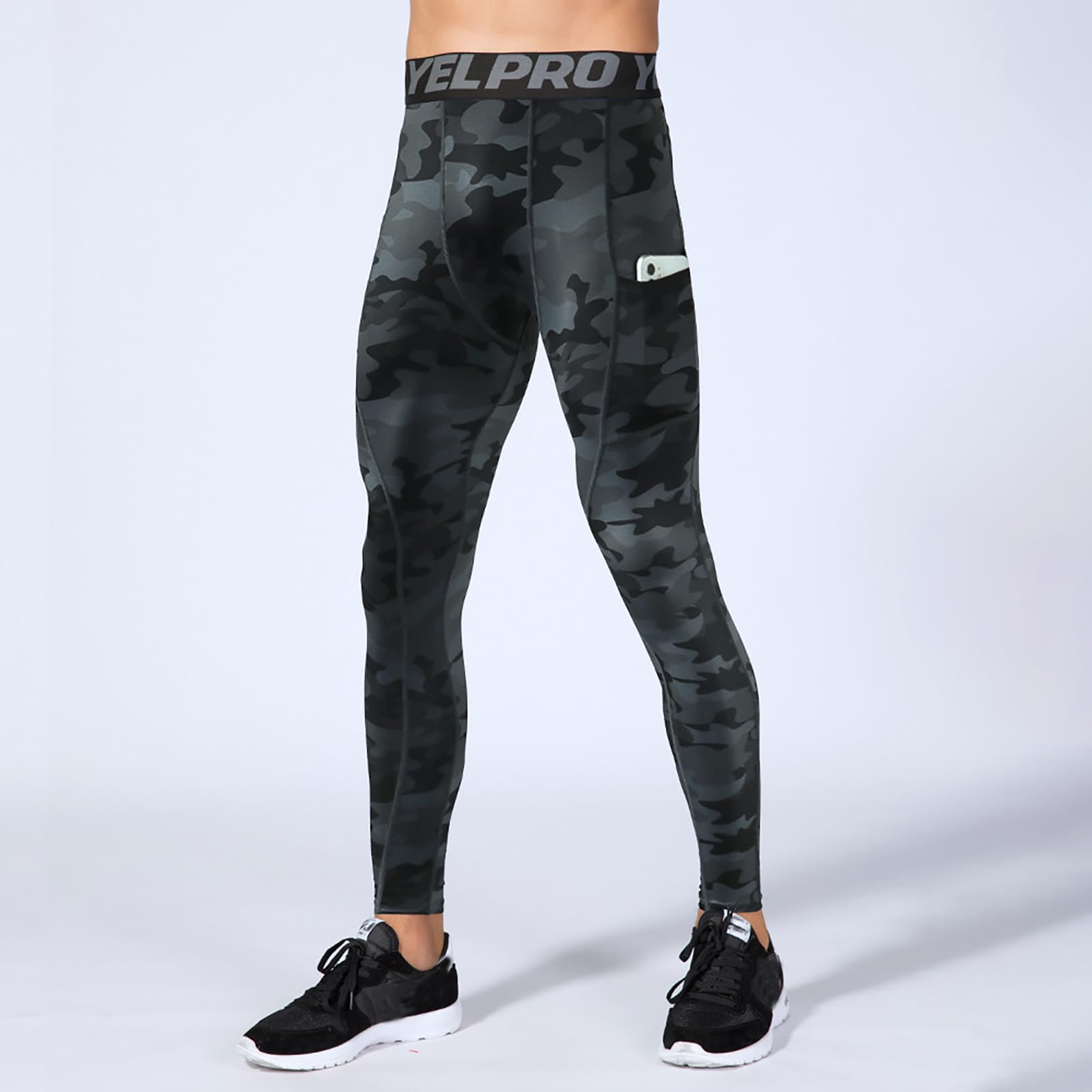 3 Pezzi Leggings Sportivi Uomo Pantaloni a Compressione Running Asciugatura Rapida Calzamaglia Baselayer con Tasche