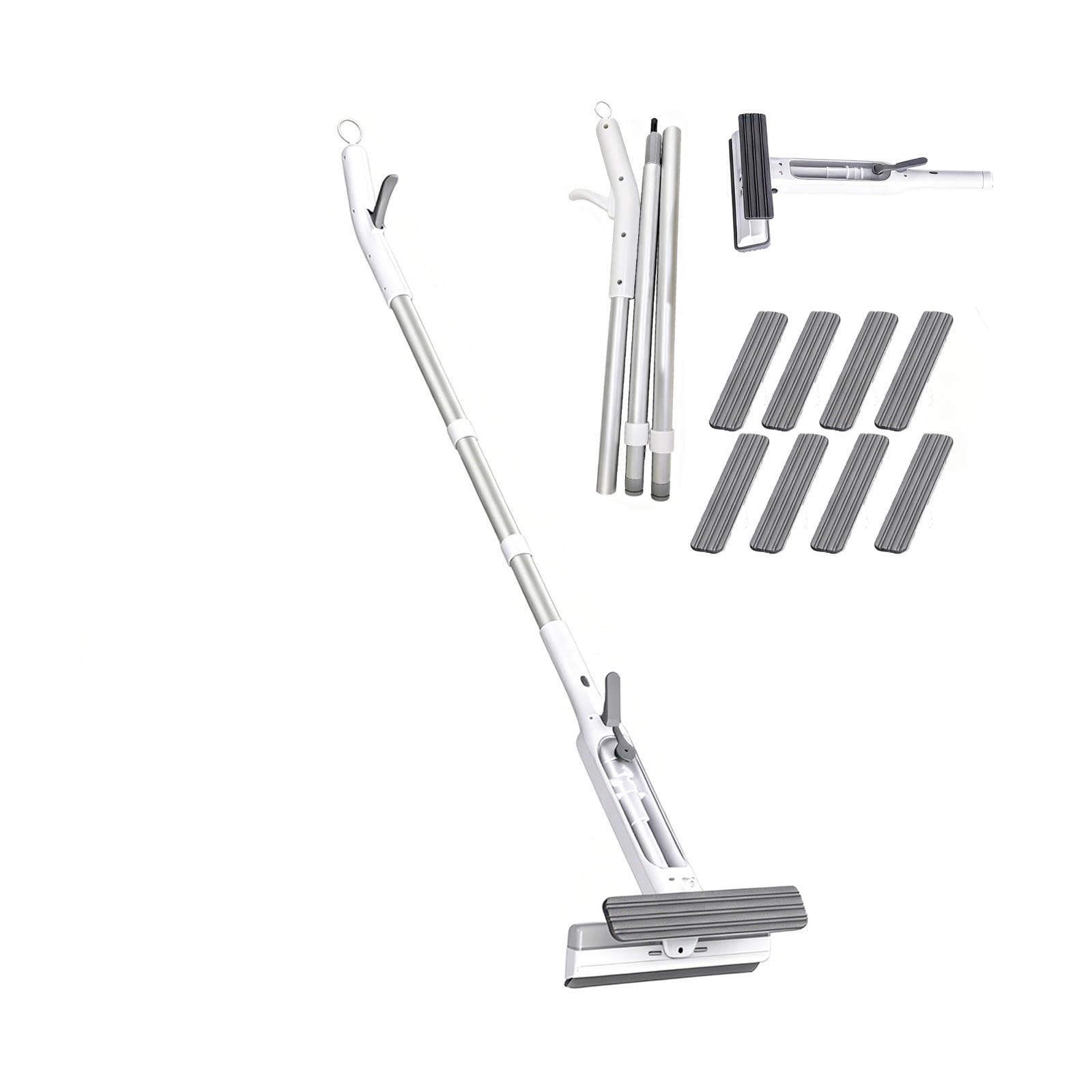 Window Cleaner Telescopic Scraper with Water Tank and 8 Pads 4 in 1 Squeegee for Shower Glass Car Window
