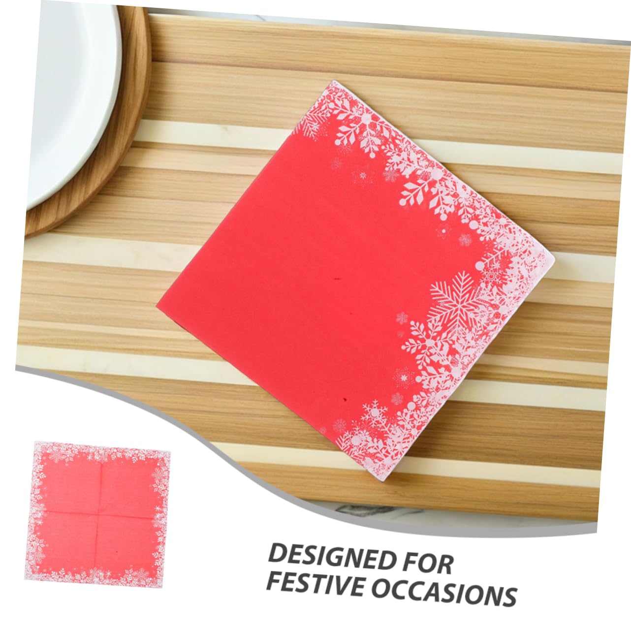 120piezas Servilletas Desechables Rojas Copos Para Fiestas Navideñas Unidades Para Cenas y Celebraciones De Navidad