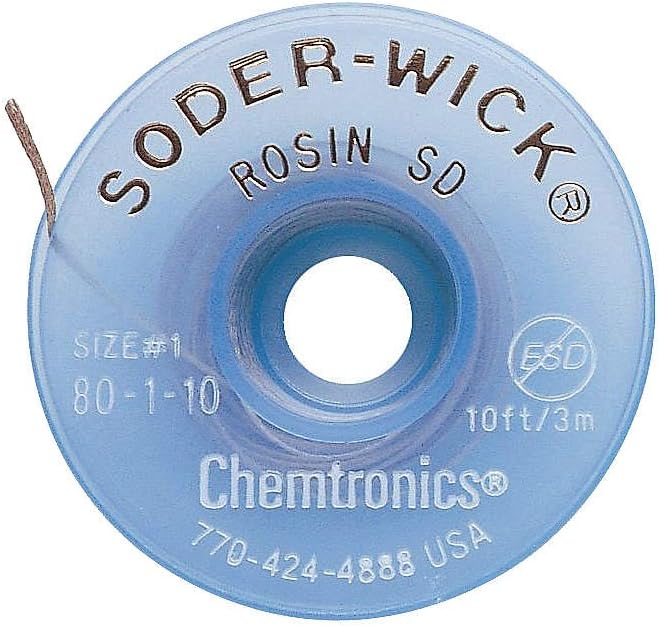 80-1-10 Braid, DESOLDERING, Rosin SD, 10FT