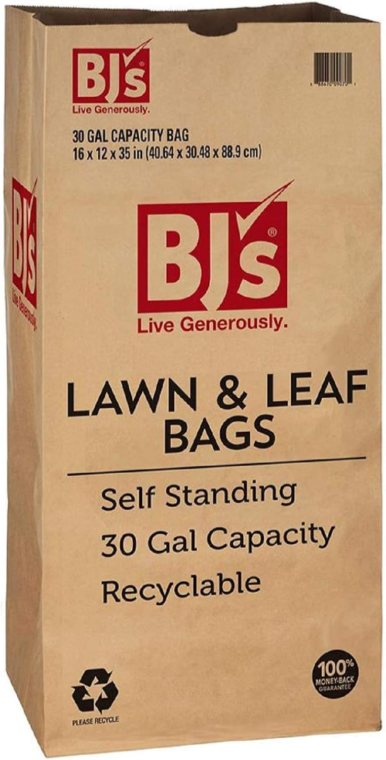5 Pack Heavy Duty Brown Paper Leaf and Lawn Bags for Home and Garden (30 Gallon) Premium Yard Waste Bags for Leaves, Grass Clippings, Mulch, Outdoor Disposal Bags