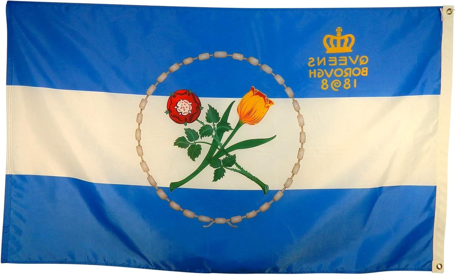 Borough of Queens Flag - NYC - All Weather Nylon & Reinforced Fly End Stitching - Made in USA (3x5')