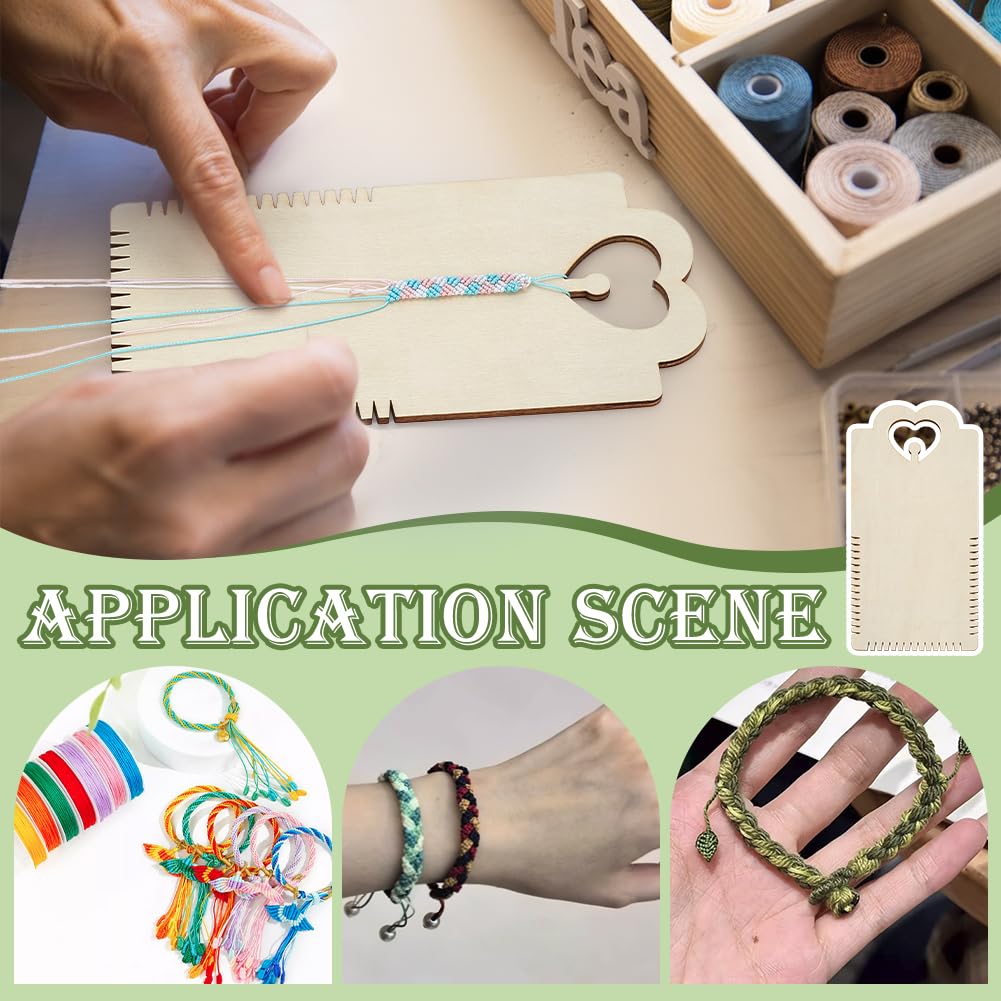 FINGERINSPIRE Kit De Fabrication De Bracelets En Bois Avec 4 Disques De Tressage Et épingles à Coudre Et Plateau à Tricoter En Mousse Pour Bricolage