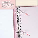 ONAVIA 5 Subject Spiral Notebook, 3 Pack, College Ruled, 9 x 11 in, 200 Sheets Each, Poly Cover School Notebooks for Study, Homework and Test Prep, Green, Pink, Cornflower