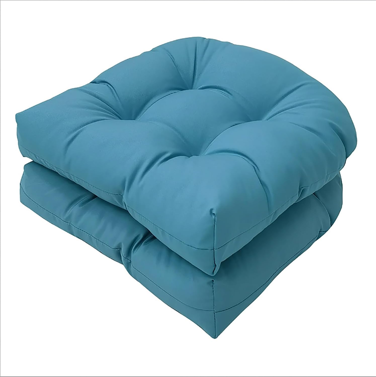 Outdoor Seat Cushions for Outdoor Furniture Teal Blue Thick Patio Wicker Chair Cushion Set of 2 Water-Resistant Tufted U Shaped Chair Pads for Dining Garden,18.5"*18.5“ Teal Blue 18.5*18.5in