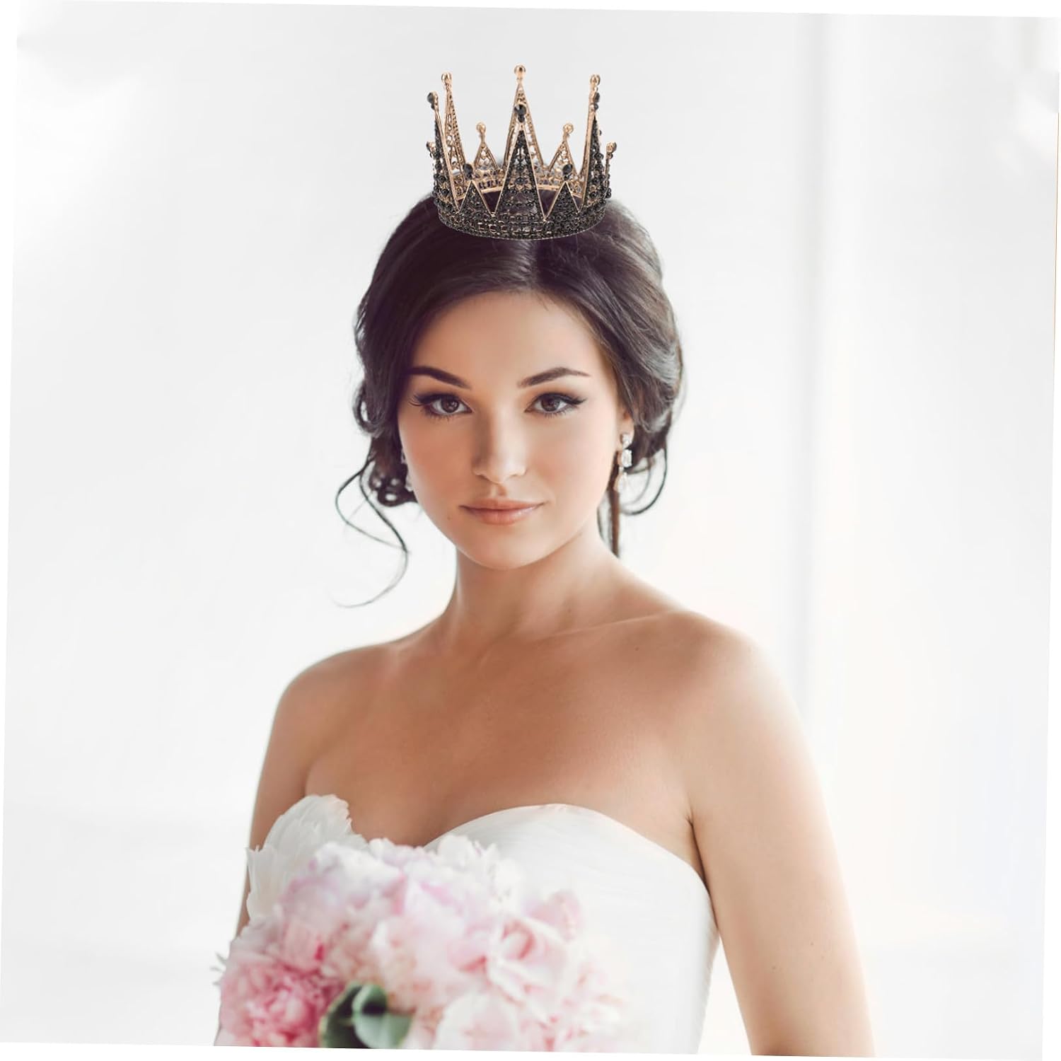 TEHAUX Black Baroque Crown Tiara for Women, Alloy Material with Comfortable Fit and Secure Hold, Elegant Vintage Style for Party and Formal Dress Accessories