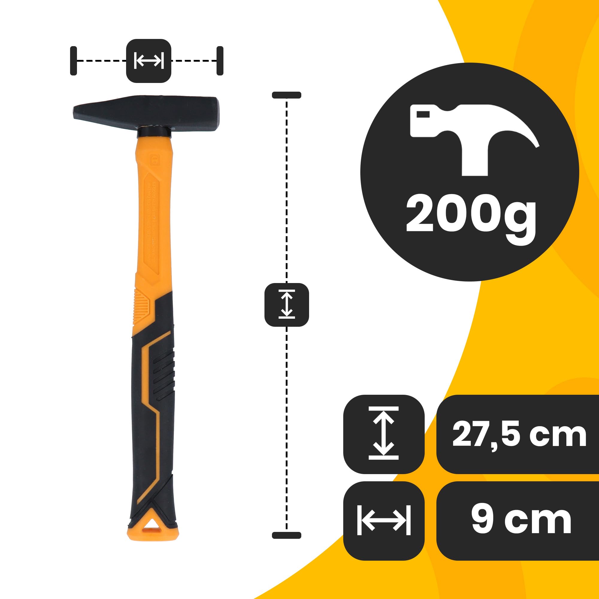 Instalguru Marteau Schlosser 200 G Manche Fibre De Verre Ergonomique Marteau Atelier Acier Trempé Professionnel Plombier Artisan Durable Antivibrations Polyvalent