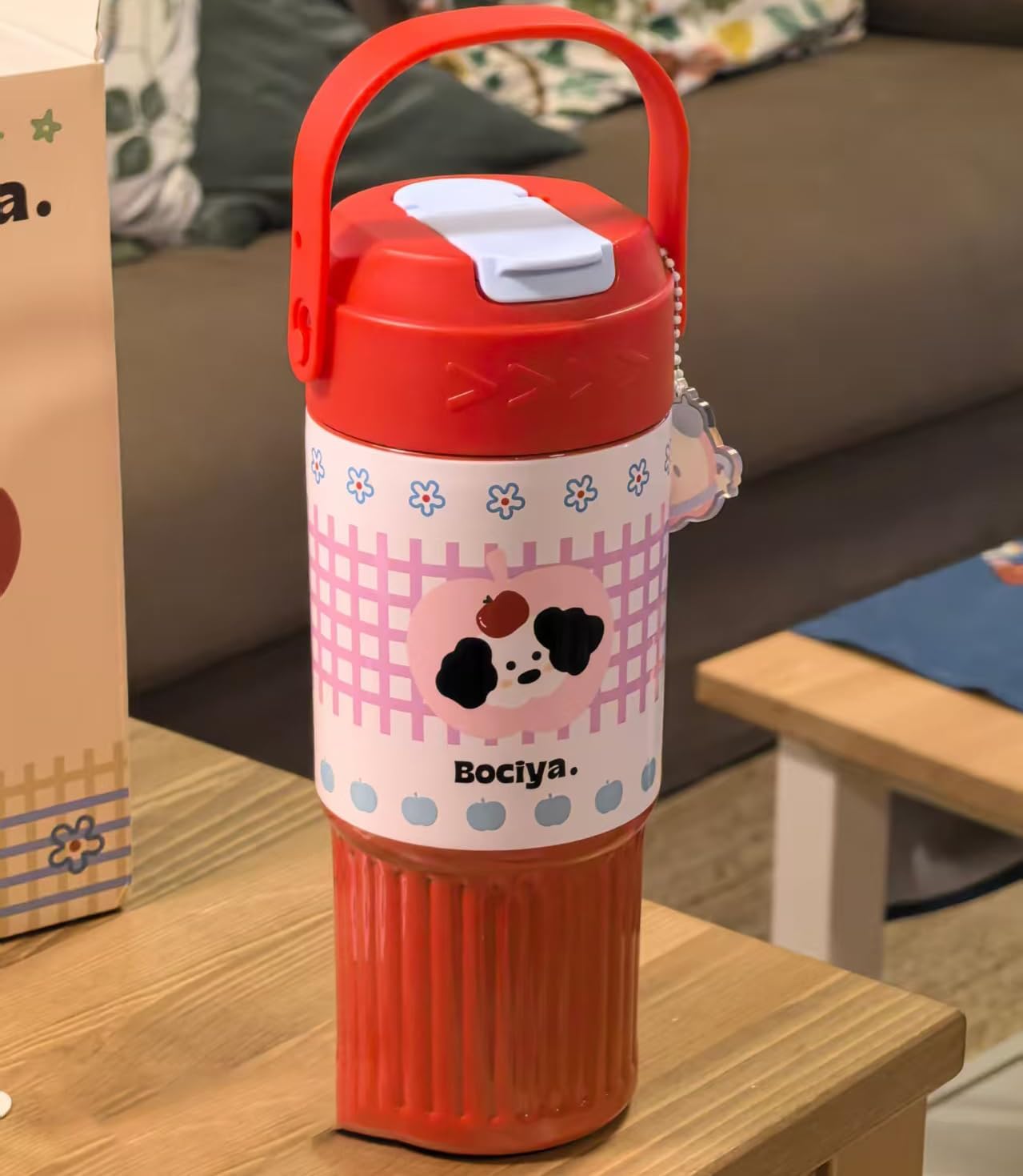 ZZT Cute Animal 23 oz Insulated Tumbler with Straw and Lid, Stainless Steel School Travel Working With Dust Cap,Great Gifts for Women & Girls (Red) - Image 7