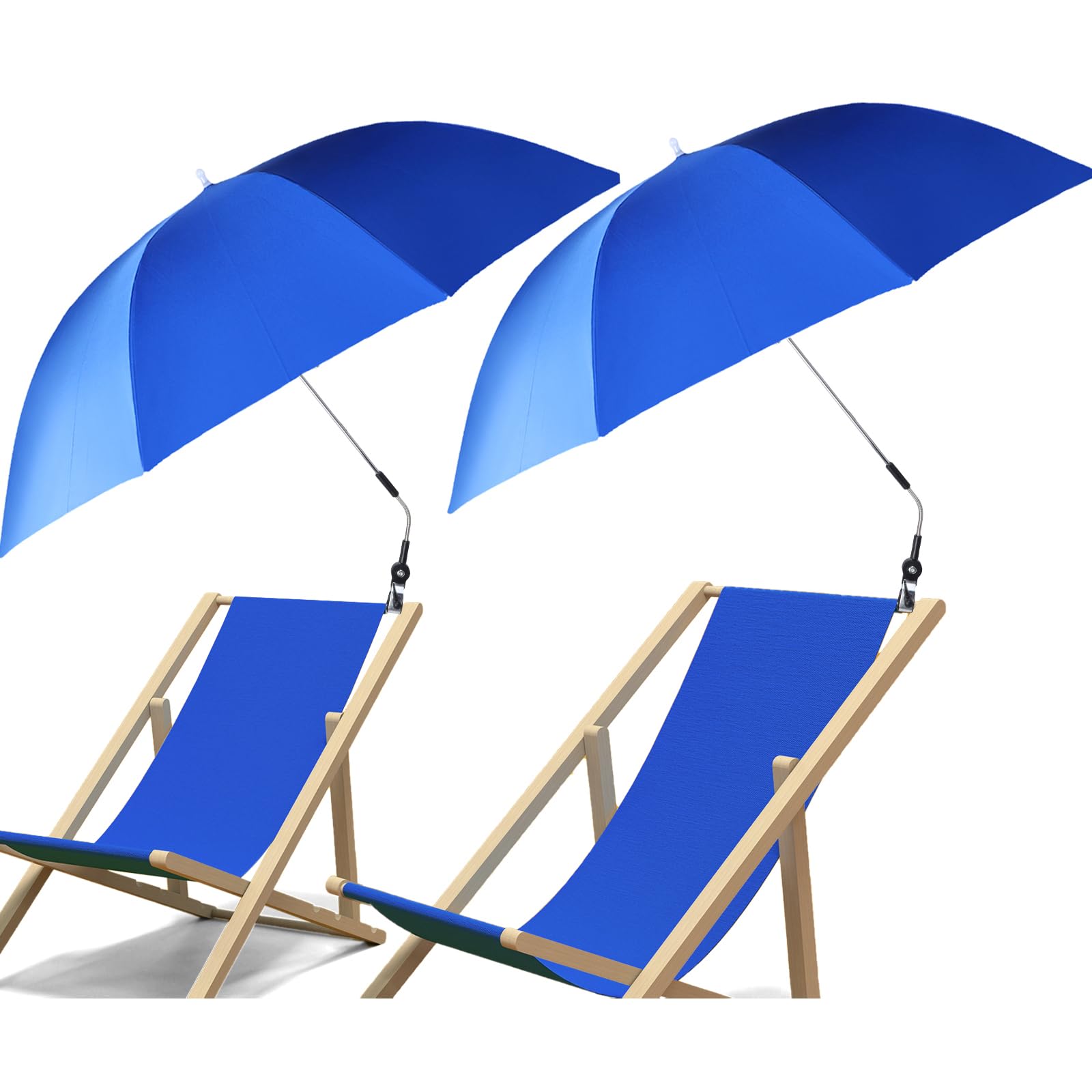 Hosuly 2 Pcs Beach Umbrella with Universal Clamp 42" Chair Umbrella with Clamp 360 Degree Adjustable Wheelchair Umbrella Portable Beach Umbrella for Camping Chair, Wheelchair, Golf Cart