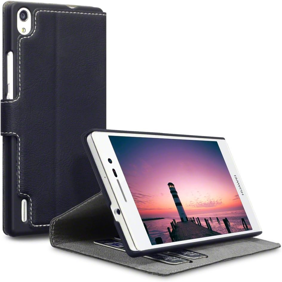 Huawei Ascend P7 Case, Terrapin [Stand Feature] [Ultra Low Profile] Huawei Ascend P7 Case Wallet [Black] Premium Wallet Case with STAND Flip Cover for Huawei Ascend P7 - Black