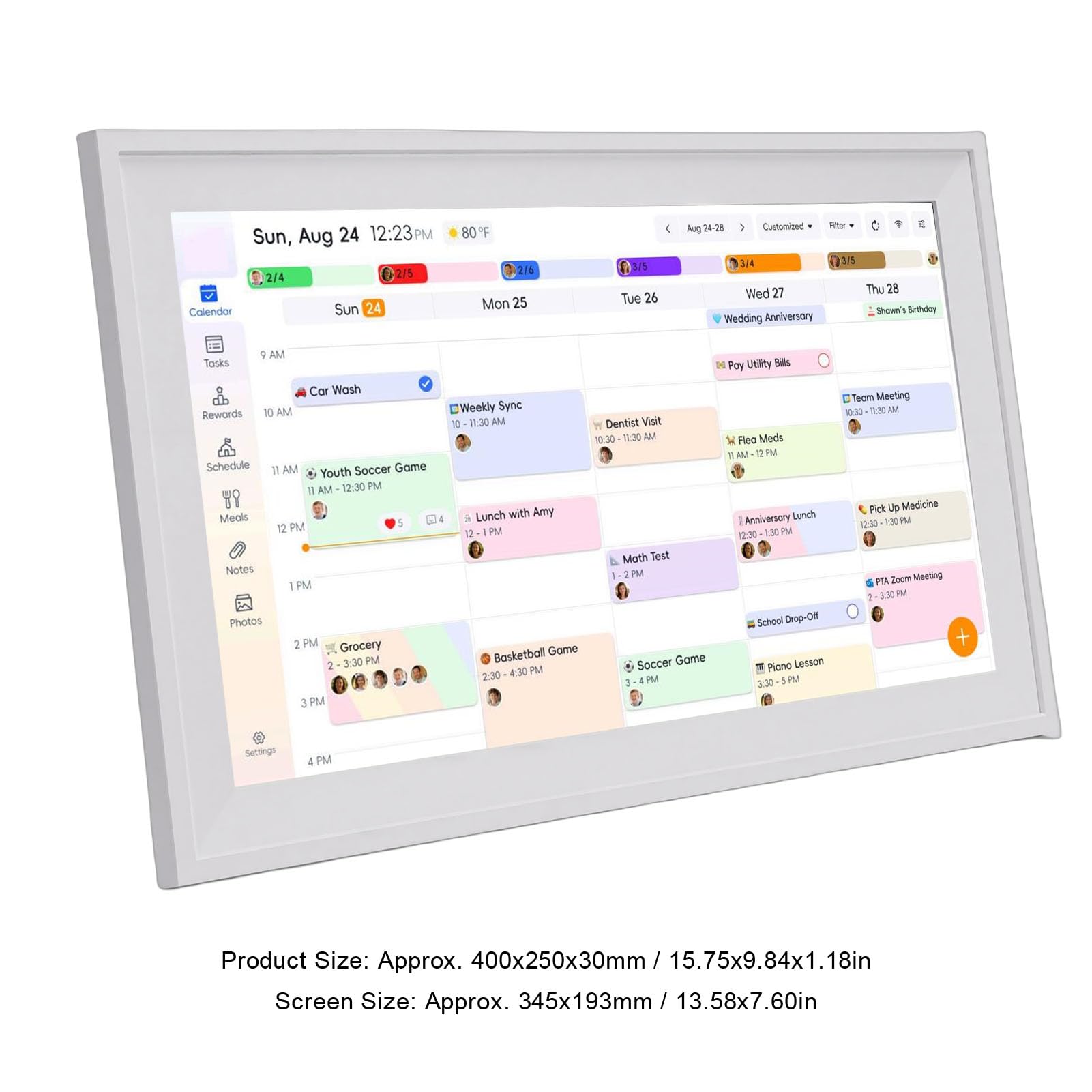 Grafico dei Lavori del Calendario Digitale WiFi Touch Screen da 15,6 Pollici per Famiglie con Allarme Forte