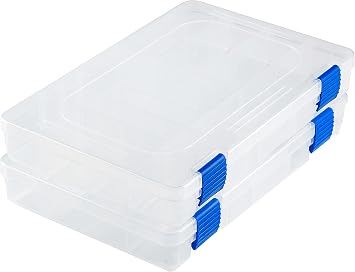 Medium Plastic Fishing Tackle Box Storage Organizer Box 3600 with Adjustable dividers Tackle Tray Parts Crafts Case 2 Pack