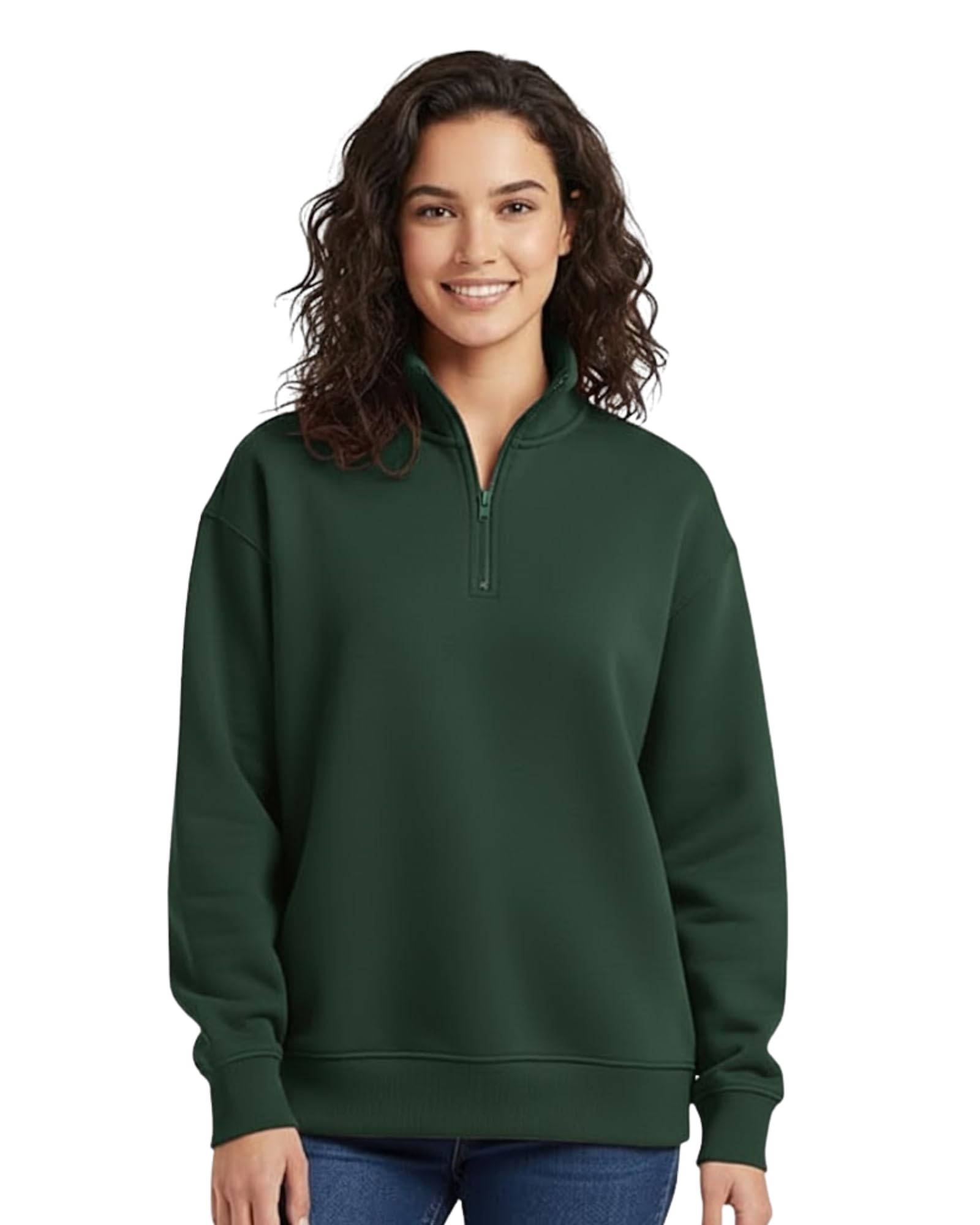 Women’s Polycotton Fleece Plain Quarter-Zip Hooded Winter Sweatshirt | | Women's Regular Fit Full Sleeves Hooded Sweatshirt-image-48