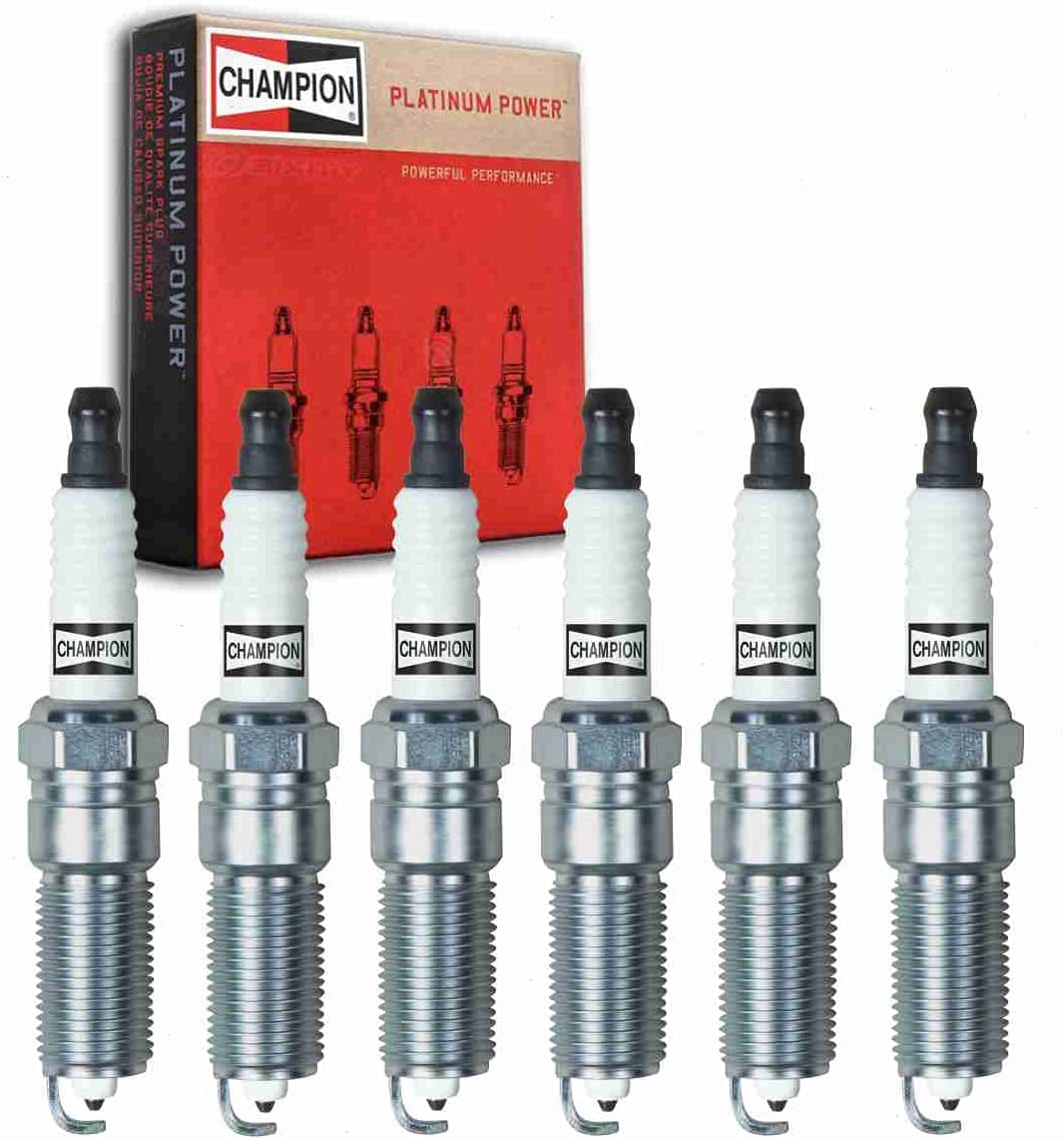 6 pc Champion Platinum Spark Plugs compatible with Cadillac STS 3.6L V6 2005-2011