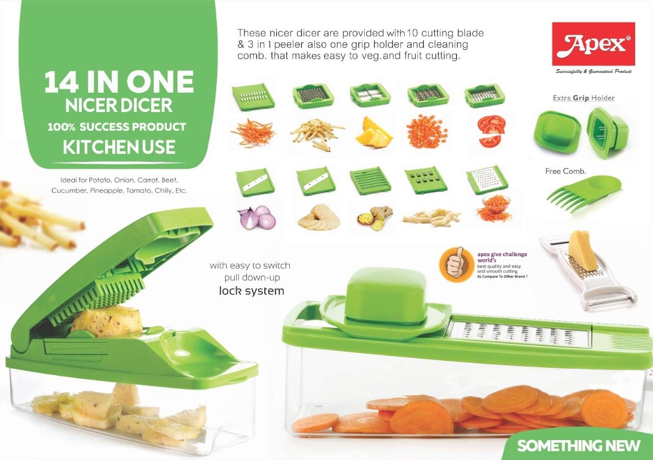 Plastic 14 in 1 Greater Slicer Dicer (Green)