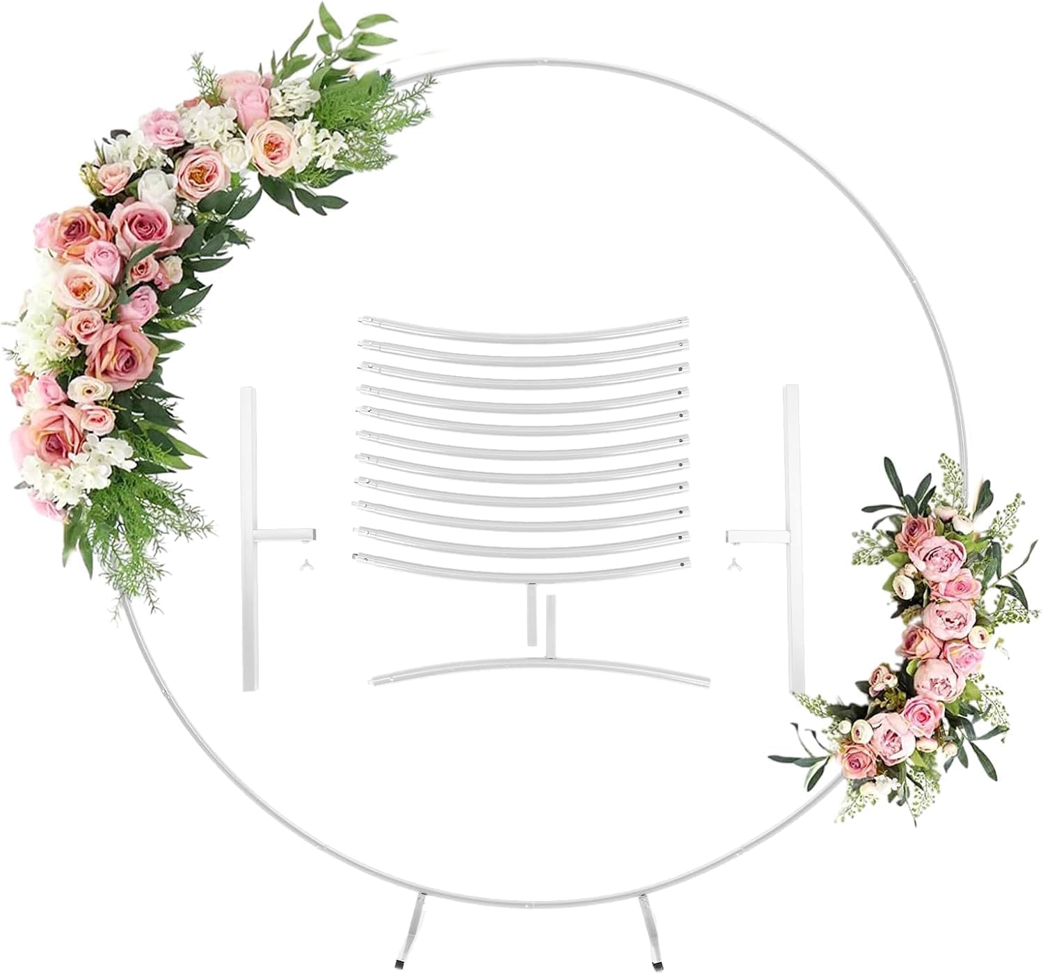 LN COZY CORNER Metal Balloon Round Arch Stand - 2M/6.5ft Durable Iron Wedding Arch, Detachable & Reusable Party Backdrop for Outdoor/Indoor Decor (White)